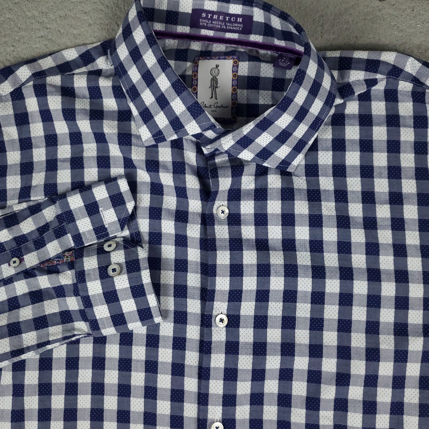 Robert Graham Robert Graham Shirt Mens XL Blue Check Tailored Fit Button-Up Long Sleeve Size US XL / EU 56 / 4 - 2 Thumbnail