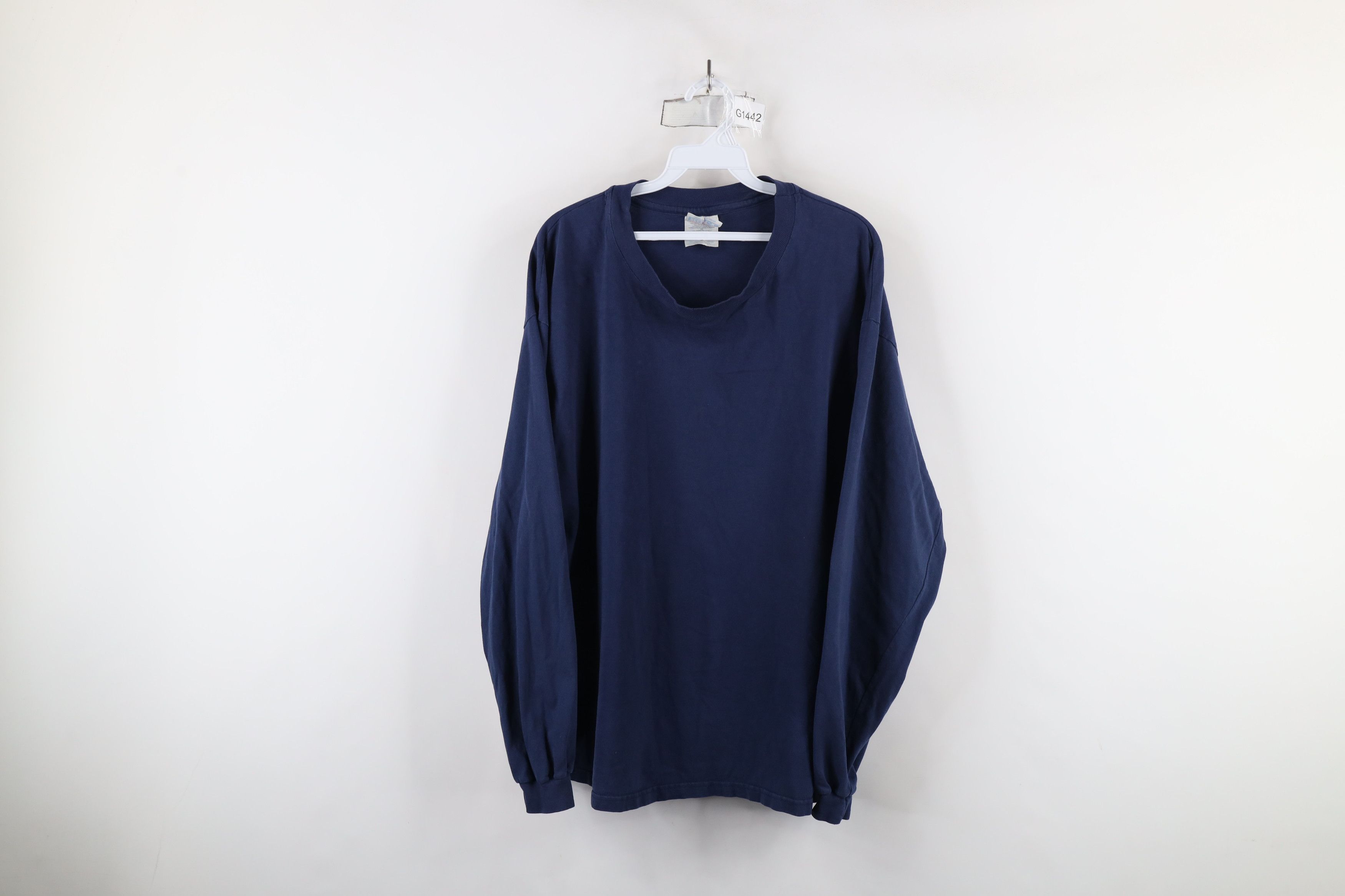 Hanes × Vintage Vintage 90s Hanes Beefy Cotton Long Sleeve T-Shirt Blue Size US XL / EU 56 / 4 - 1 Thumbnail