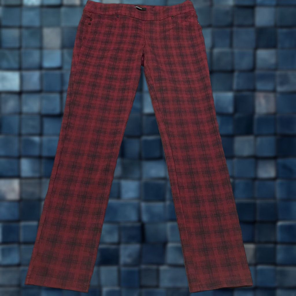 Vintage Liverpool Jeans Pants Womens size 6 Red Plaid Skinny Ankle Mid Rise Pull On Stretch Comfort Casual Size 30" / US 8 / IT 44 - 1 Thumbnail