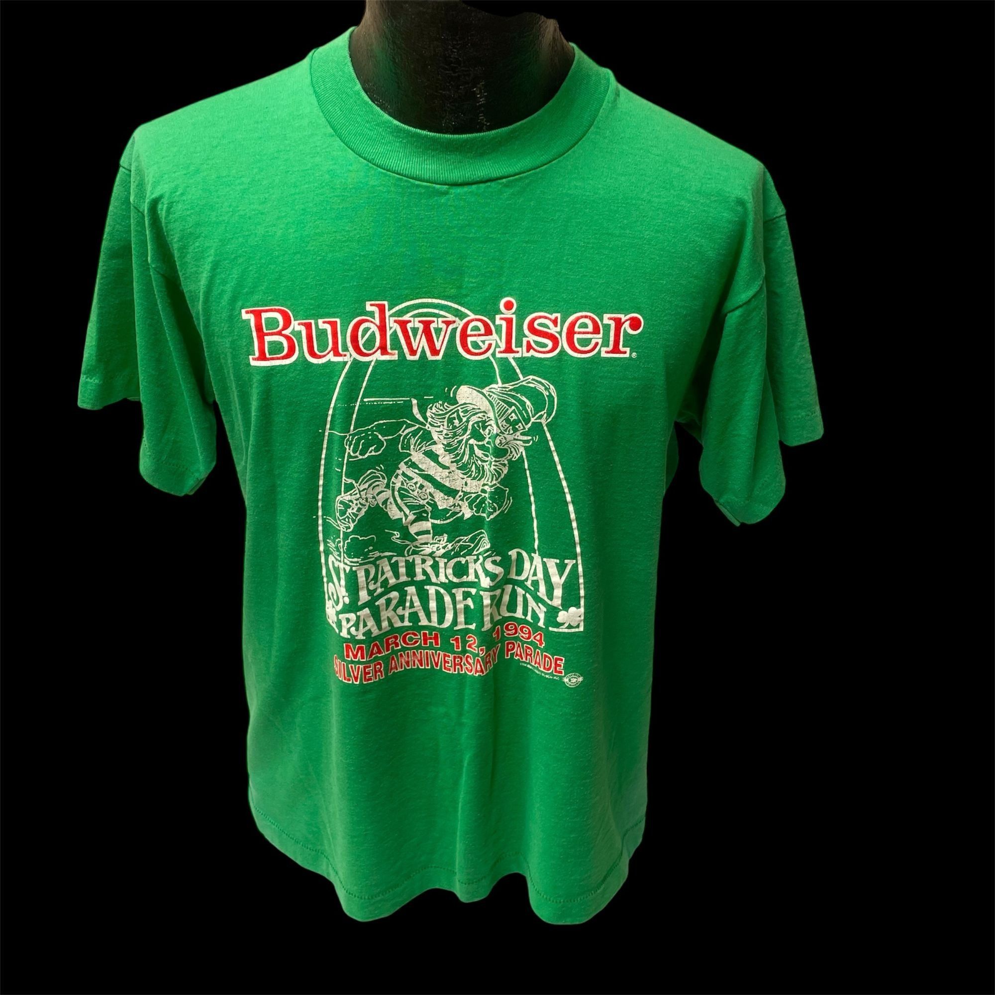 Fruit Of The Loom Vtg BEST BUDWEISER Beer ST PATRICK'S DAY Parade T Shirt Size US L / EU 52-54 / 3 - 1 Thumbnail