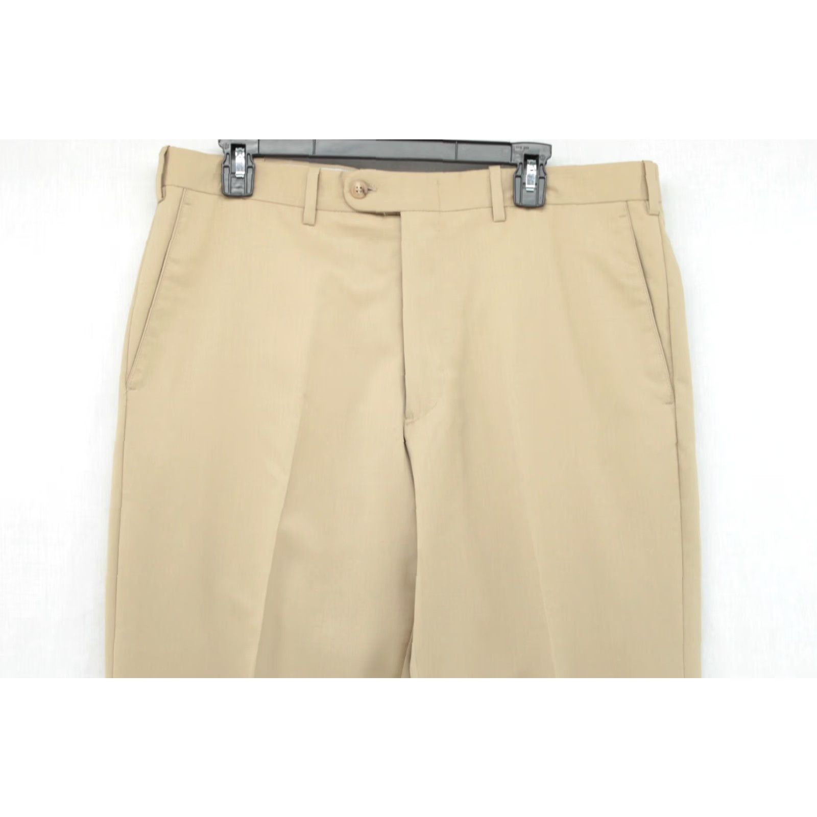 Vintage JB Britches Dress Pants Beige 100% Wool Pleated Trousers 35X31 Men’s Regular Inseam 31" Straight Leg Preppy Dress Pants Mens Size US 35 - 2 Thumbnail