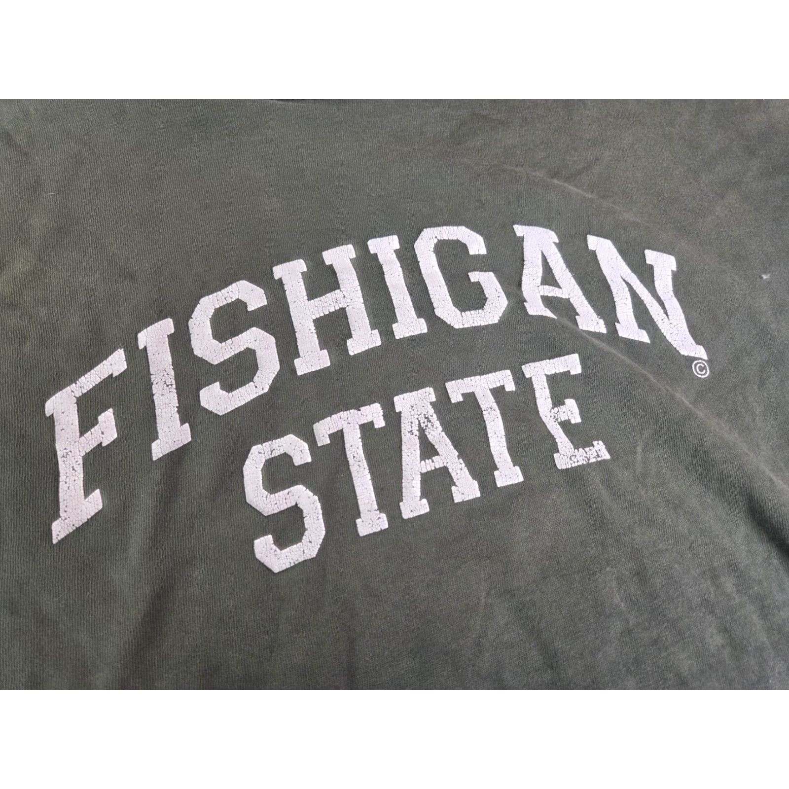 Vintage VINTAGE Michigan State T Shirt Fishigan Size XL Green Dad Men T-Shirt Thrashed Ugly Big Fishing Size US XL / EU 56 / 4 - 3 Thumbnail