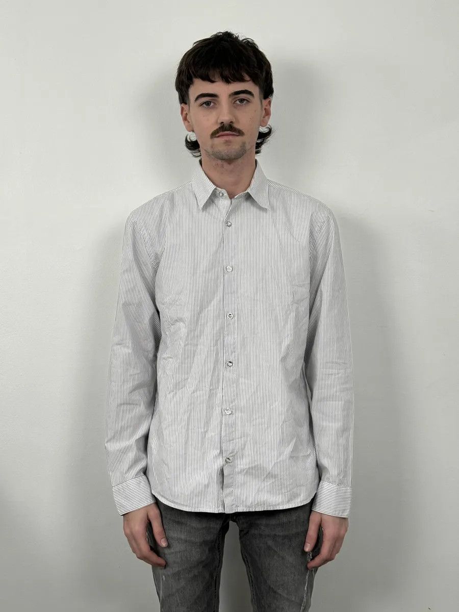 Marithe + Francois Girbaud 2000s Marithé + François Girbaud White & Blue Striped Signature Shirt Size US M / EU 48-50 / 2 - 4 Thumbnail