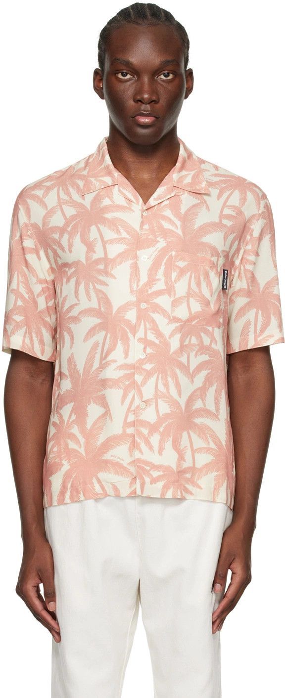 Palm Angels o1y0325 Patterned Shirt in Off White/Pink Size US M / EU 48-50 / 2 - 1 Thumbnail