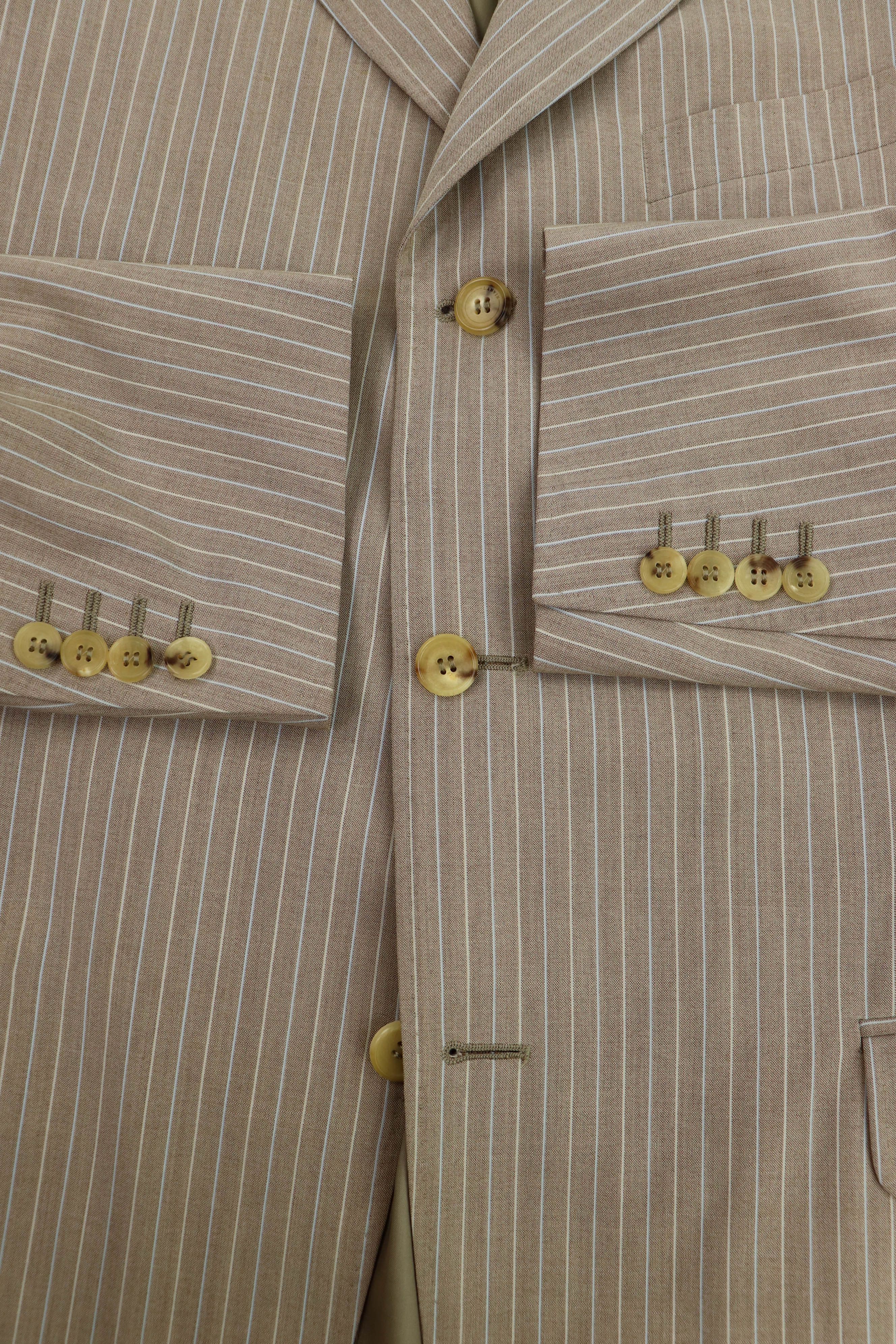 Lanvin Lanvin Paris Vintage Beige Striped Sport Coat Blazer Jacket Size 54R - 9 Thumbnail