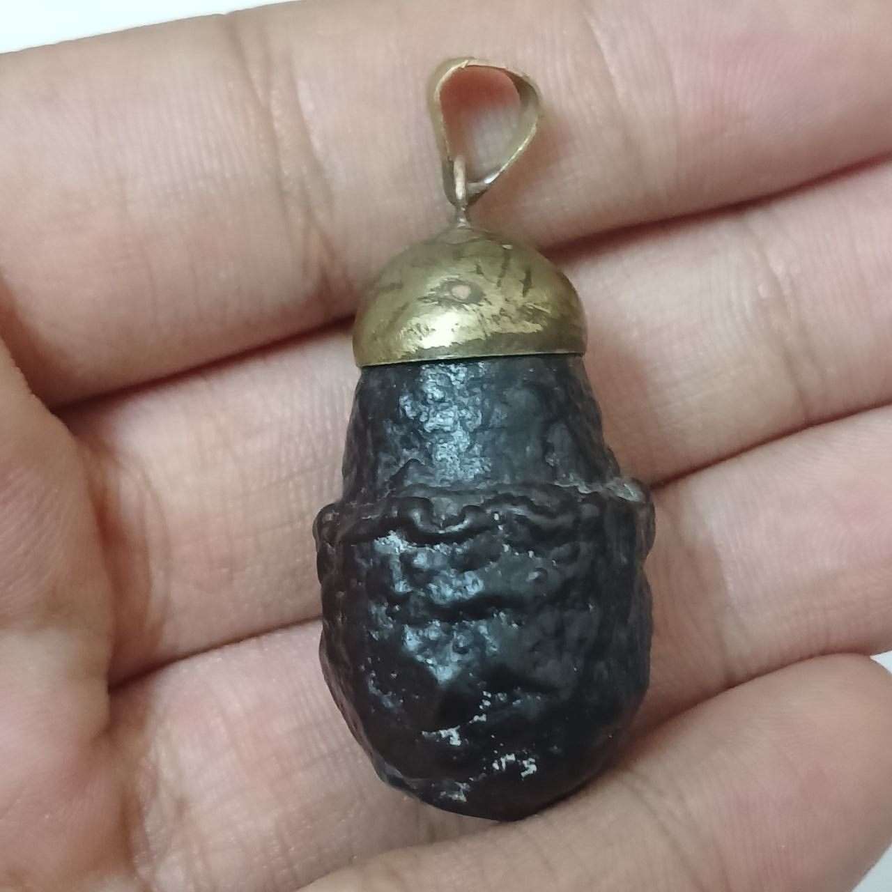 Vintage Vintage Volcanic Meteorite-Style Pendant with Brass Cap Size ONE SIZE - 1 Thumbnail