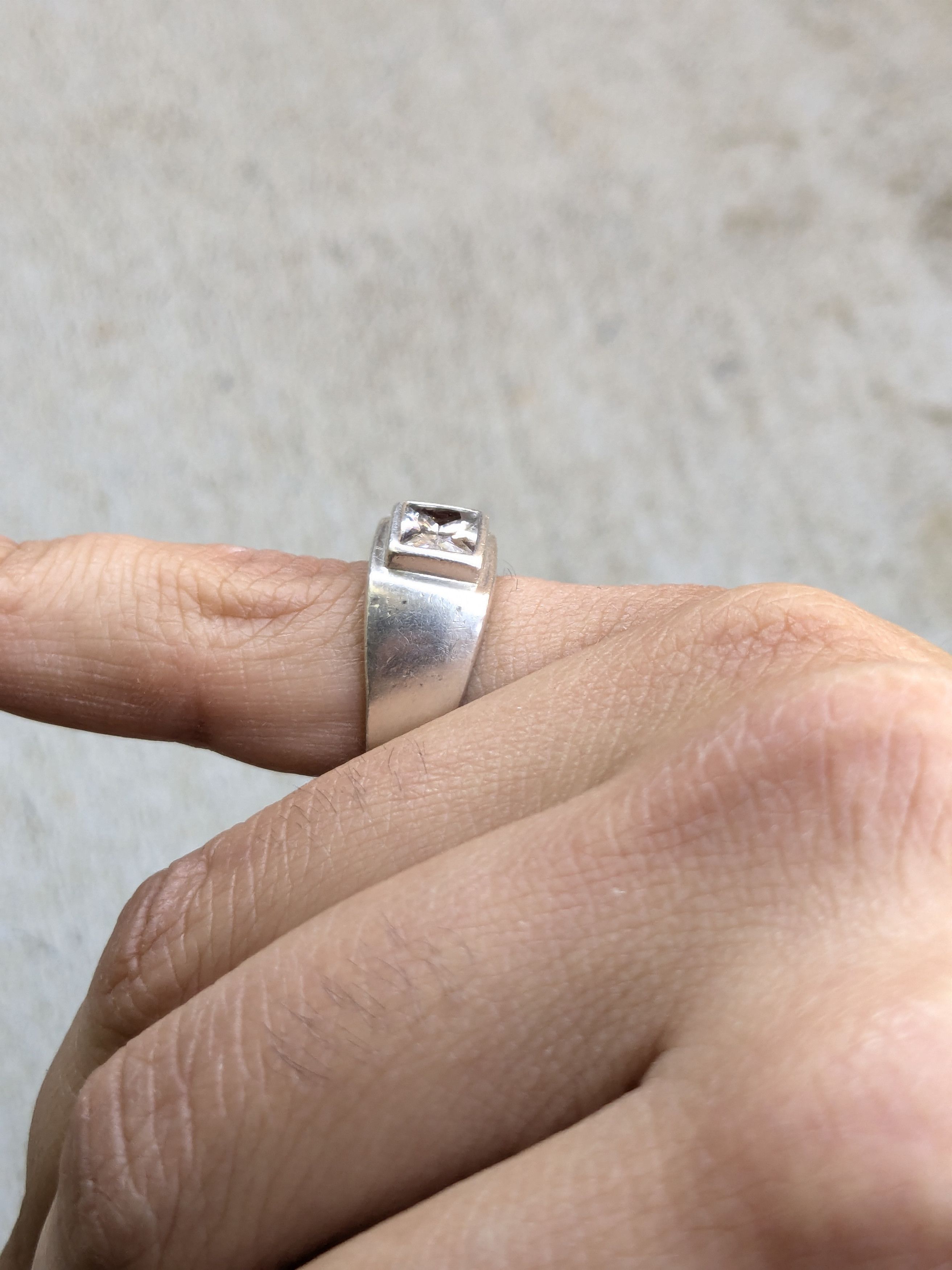 Jewelry Vintage Sterling Silver Ring 7 CZ Rectangle Abstract Modern Size ONE SIZE - 10 Thumbnail