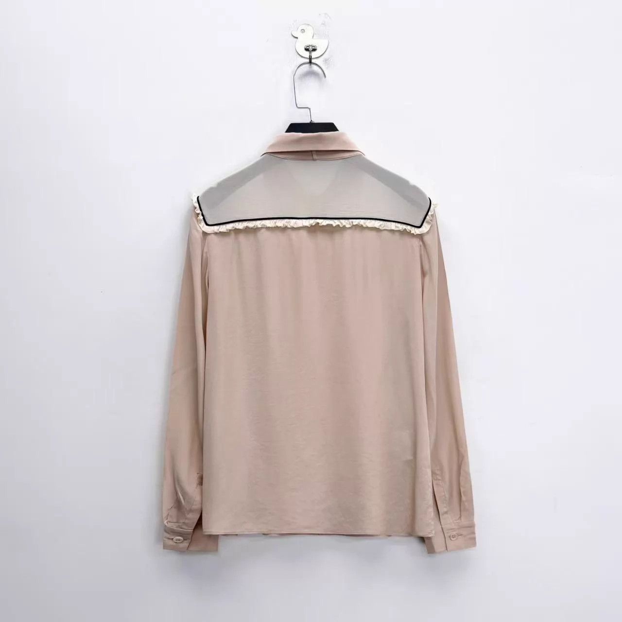 Miu Miu Miu Miu Light Pink Lace Collar Silk Blouse Jacket 40 Size S / US 4 / IT 40 - 2 Thumbnail