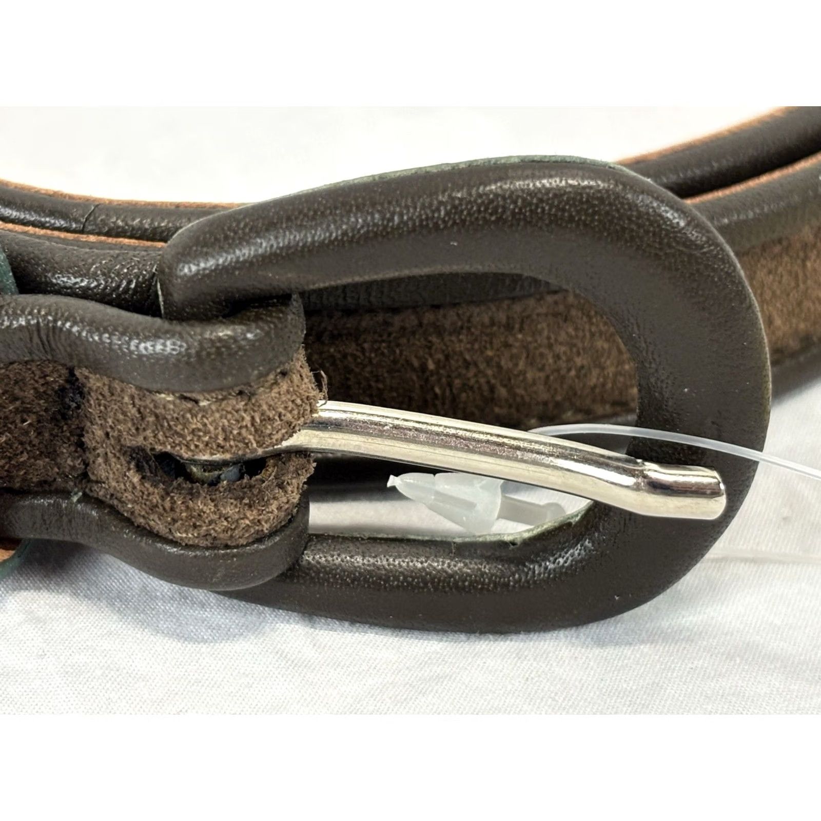 Vintage Tanner Leather Suede Narrow Belt Brown 32-36 Large Adult Italy Belt Woman Regular Size L Size ONE SIZE - 2 Thumbnail