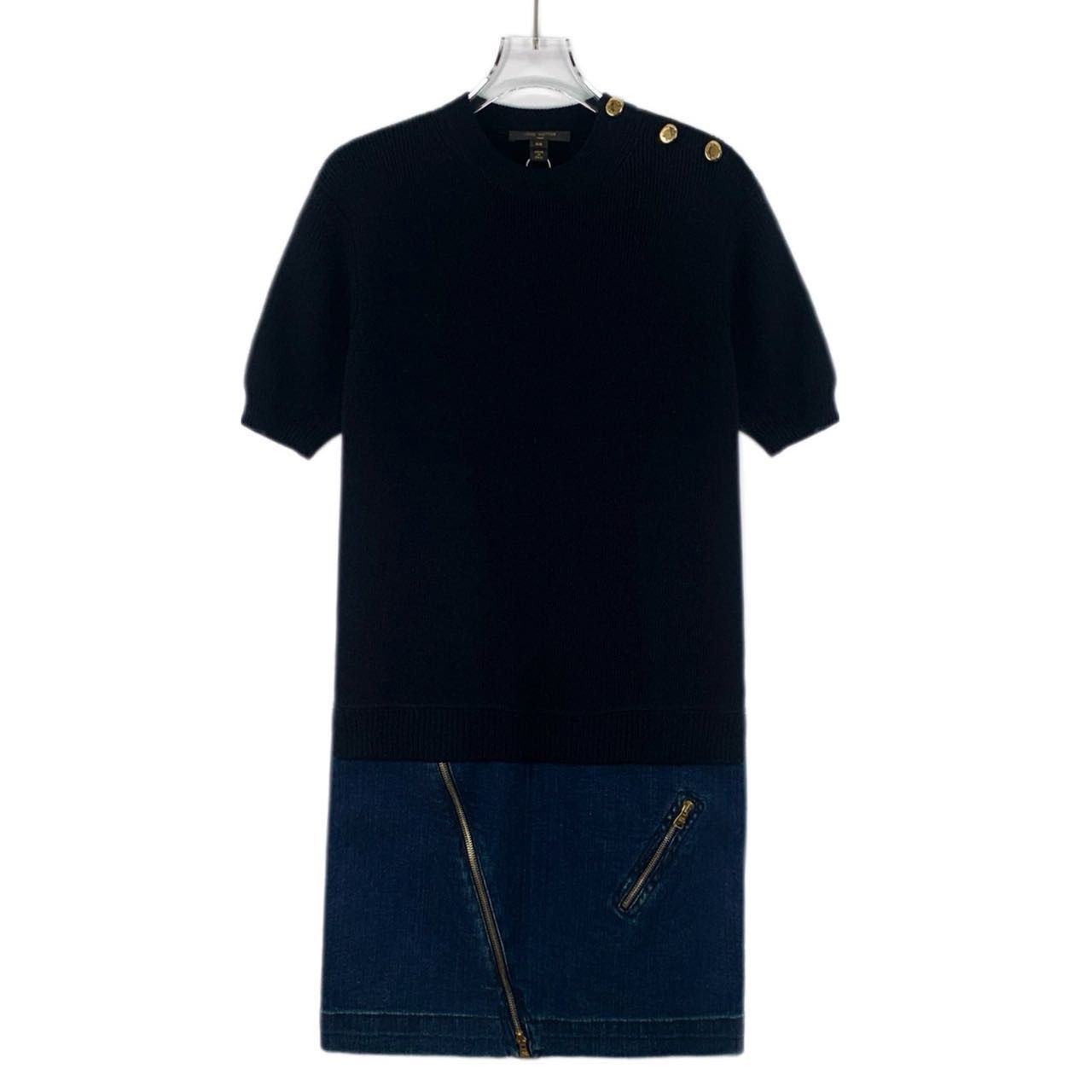 Louis Vuitton Louis Vuitton Short Sleeve Knit Denim Spliced Dress K26WX Size XS / US 0-2 / IT 36-38 - 1 Thumbnail