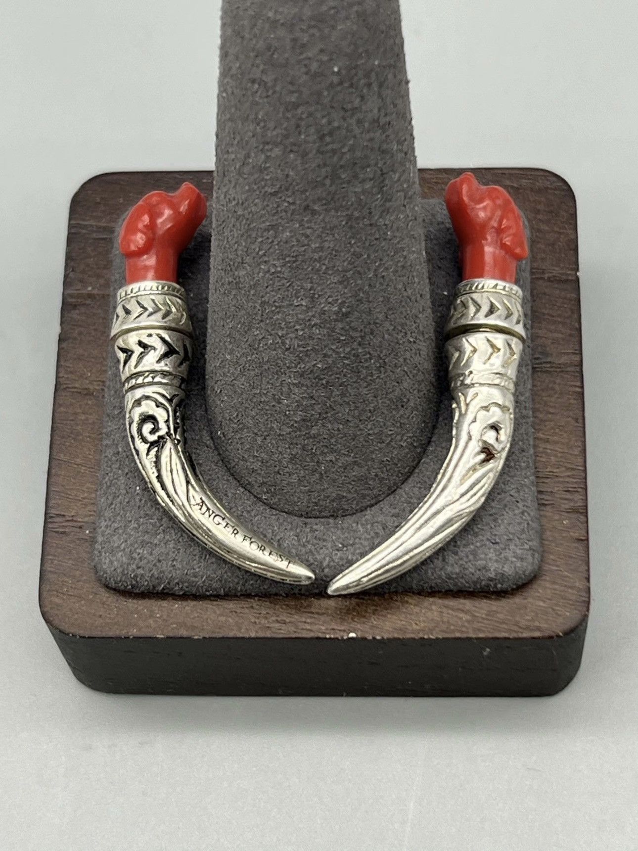 Gucci Gucci Anger Forest Single Sterling Silver Dog Earring In Red Size ONE SIZE - 1 Thumbnail