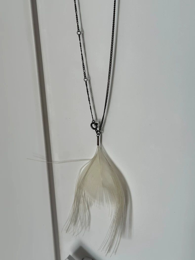 Ann Demeulemeester ann demeulemeester Feather necklace White silver pendant ch Size ONE SIZE - 3 Thumbnail