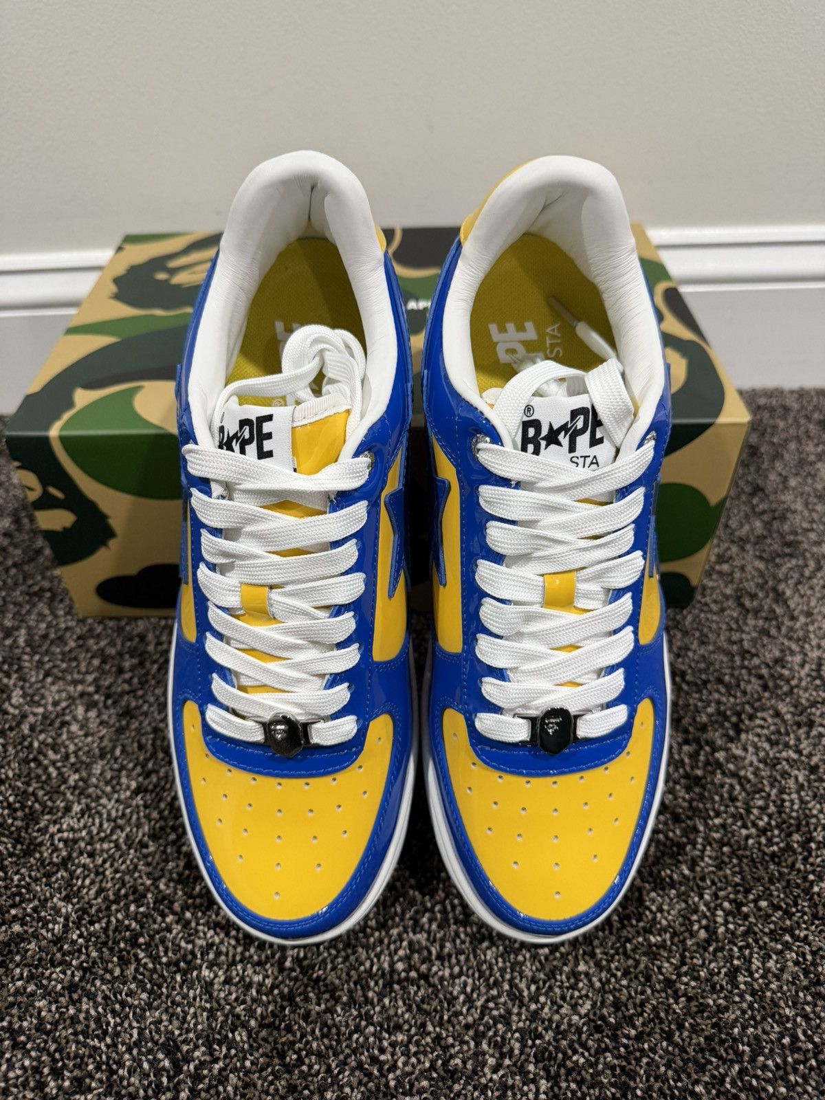 Bape A Bathing Ape Bapesta Patent Leather Blue/Yellow Sneaker Size US 10 / EU 43 - 7 Thumbnail