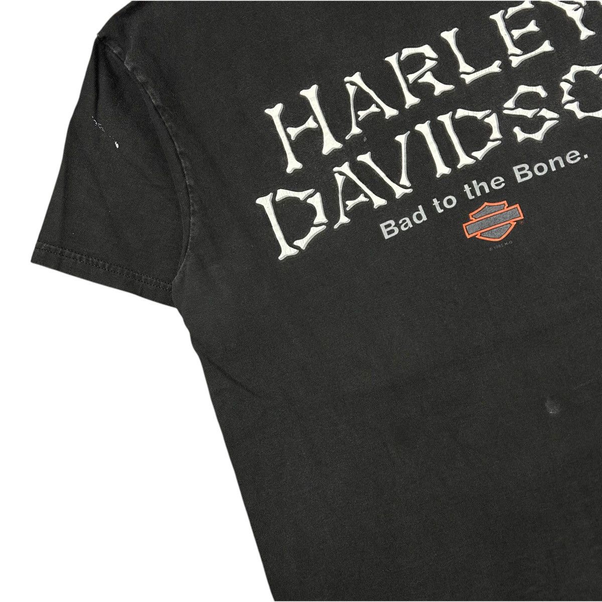 Harley Davidson Vintage 90s Harley Davidson Bones Spell Out Tee Size US M / EU 48-50 / 2 - 3 Thumbnail