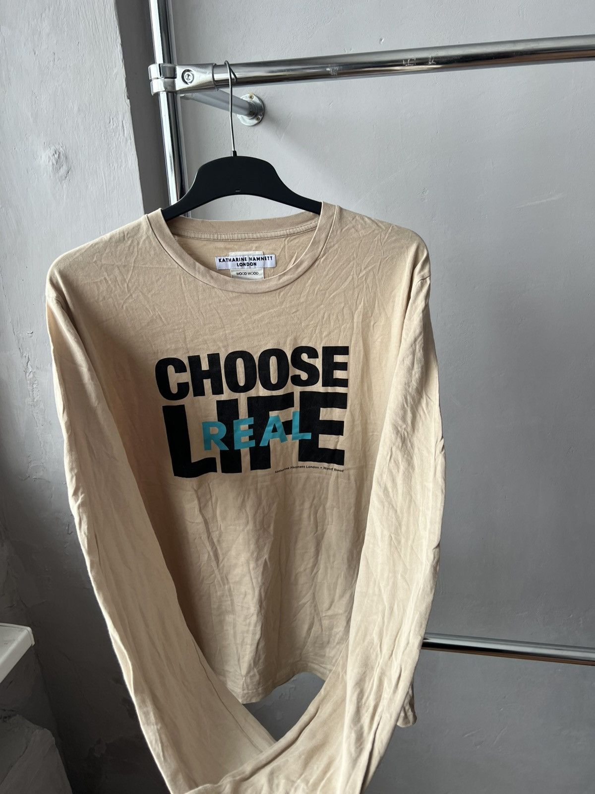 Katharine Hamnett London KATHARINE HAMNETT X WOOD WOOD “CHOOSE REAL LIFE” LONG SLEEVE Size US XL / EU 56 / 4 - 8 Thumbnail