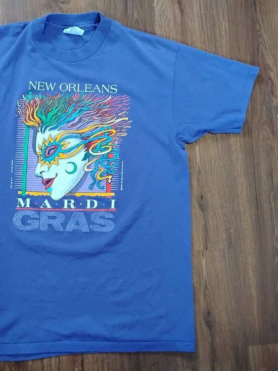 Hanes Vintage 80s Mardi Gras New Orleans T-Shirt Size US L / EU 52-54 / 3 - 3 Thumbnail
