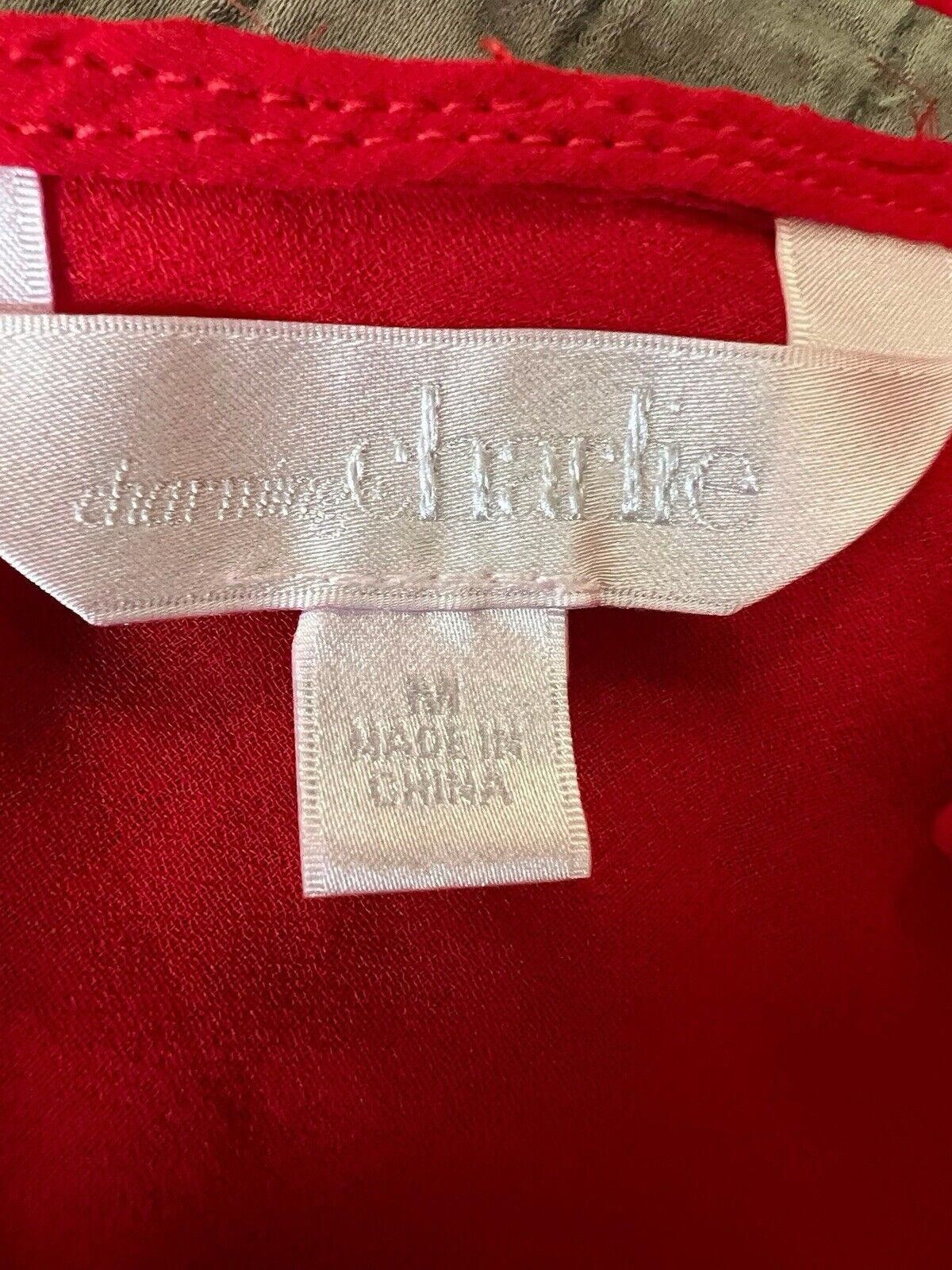 Designer Charming Charlie Red Tank Top See Thru Blouse Sz M Frill Size M / US 6-8 / IT 42-44 - 2 Thumbnail
