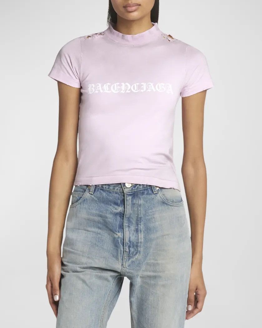 Balenciaga Balenciaga Gothic Type T-Shirt Pink Size S / US 4 / IT 40 - 2 Thumbnail