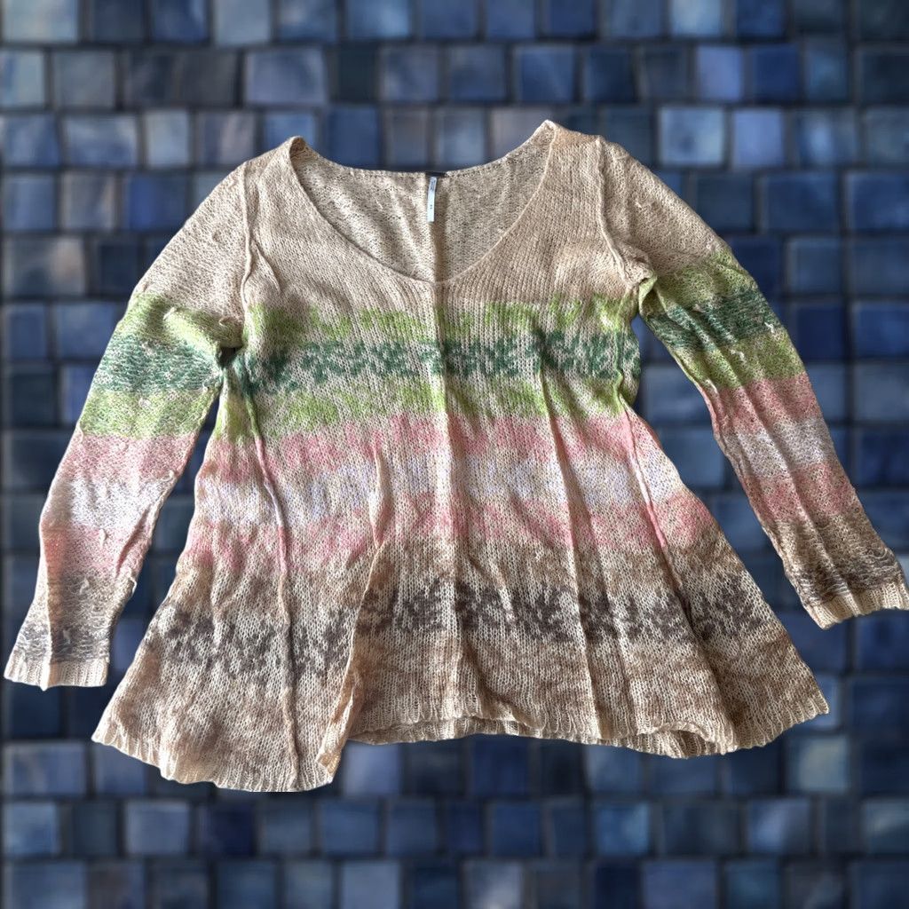 Free People Free People Open-Knit Boho Peasant Top Womens Medium Relaxed Longsleeve Sweater Size M / US 6-8 / IT 42-44 - 1 Thumbnail