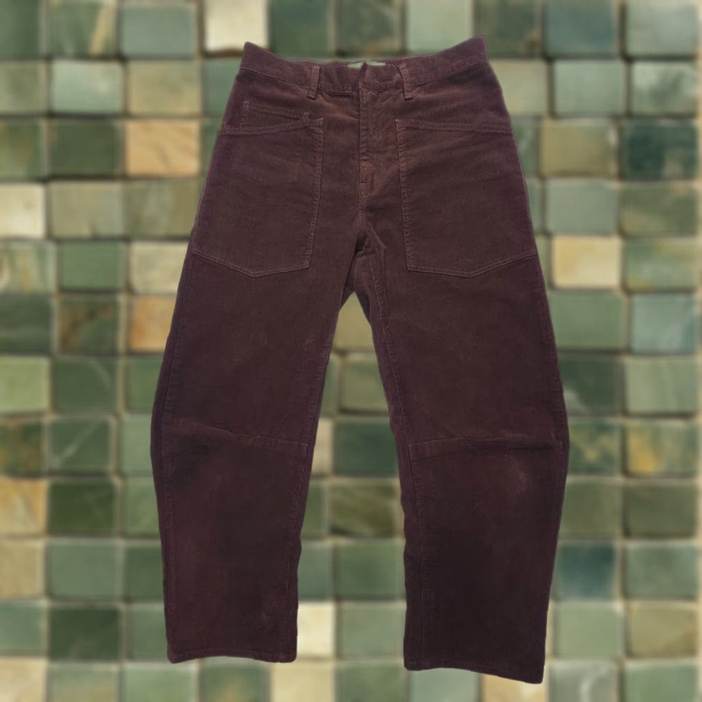 Nili Lotan Shon Pants Womens 0 Brown Corduroy High Rise Baggy Wide Bow