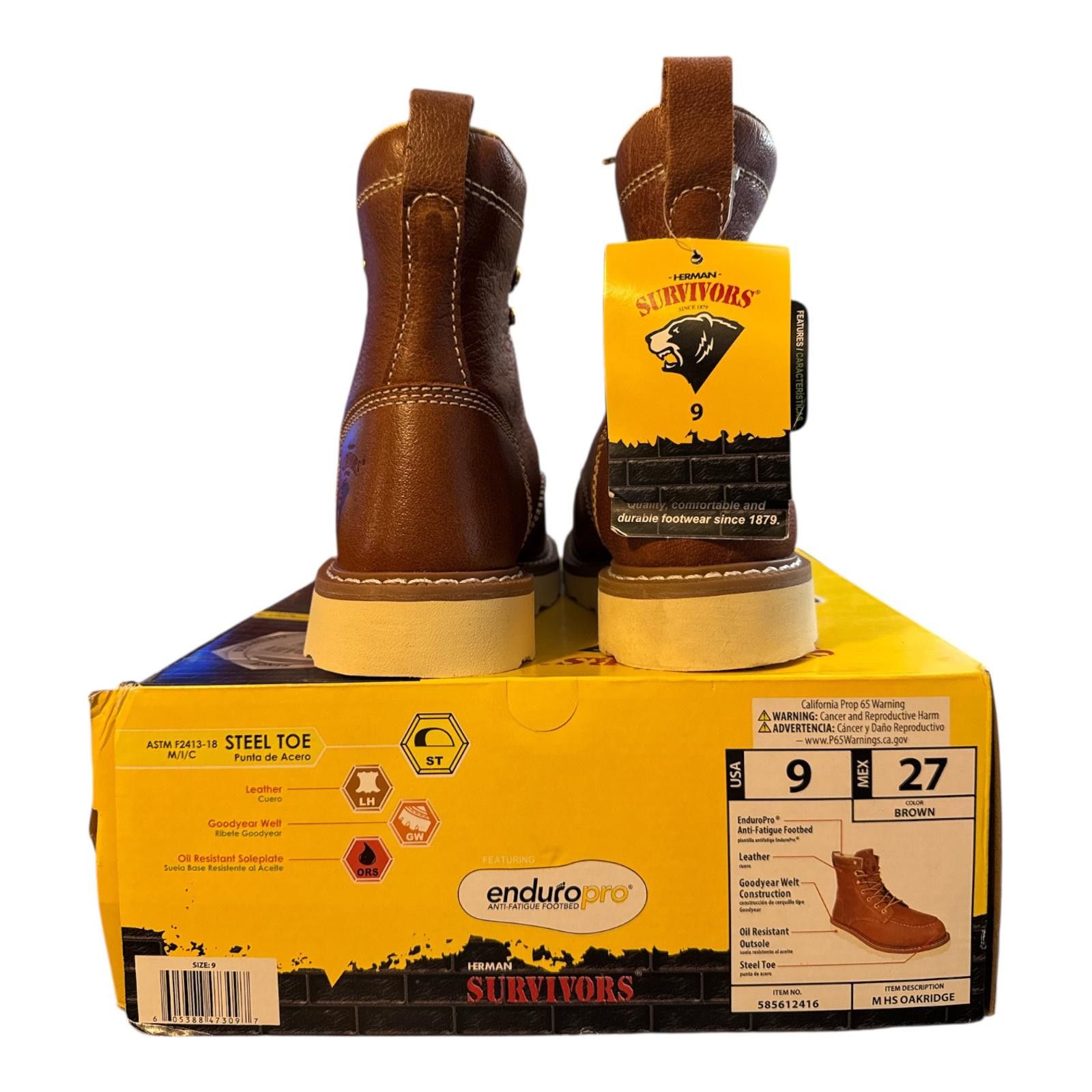Other Survivors Oakridge Steel Toe Brown Leather Work Boots Size 9 Size US 9 / EU 42 - 2 Thumbnail