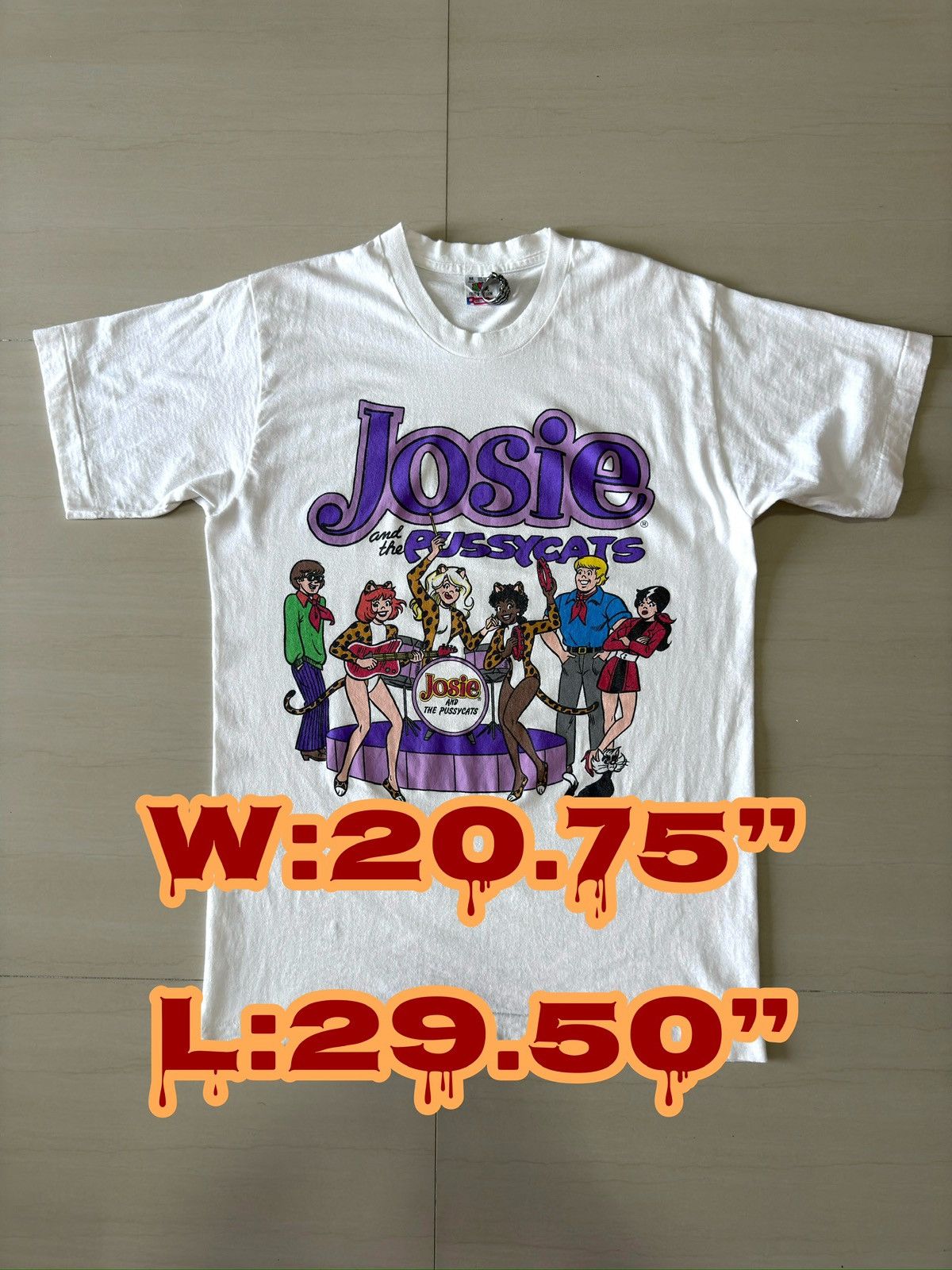 image of 1994 Josie And The Pussycats 90's VTG Fruit Of The Loom Shirt in White, Men's (Size Medium)