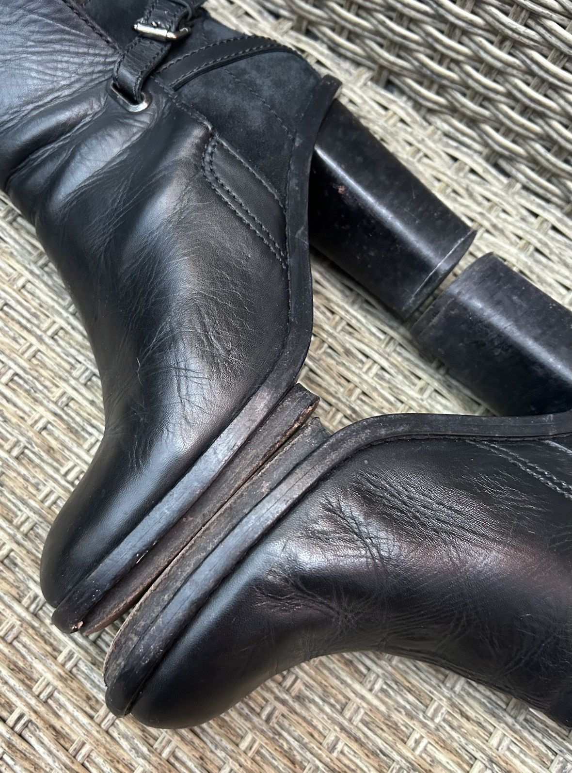 Acne Studios Vintage Acne Black Leather Suede Ankle Boots Block Heel Size US 10 / IT 40 - 10 Thumbnail