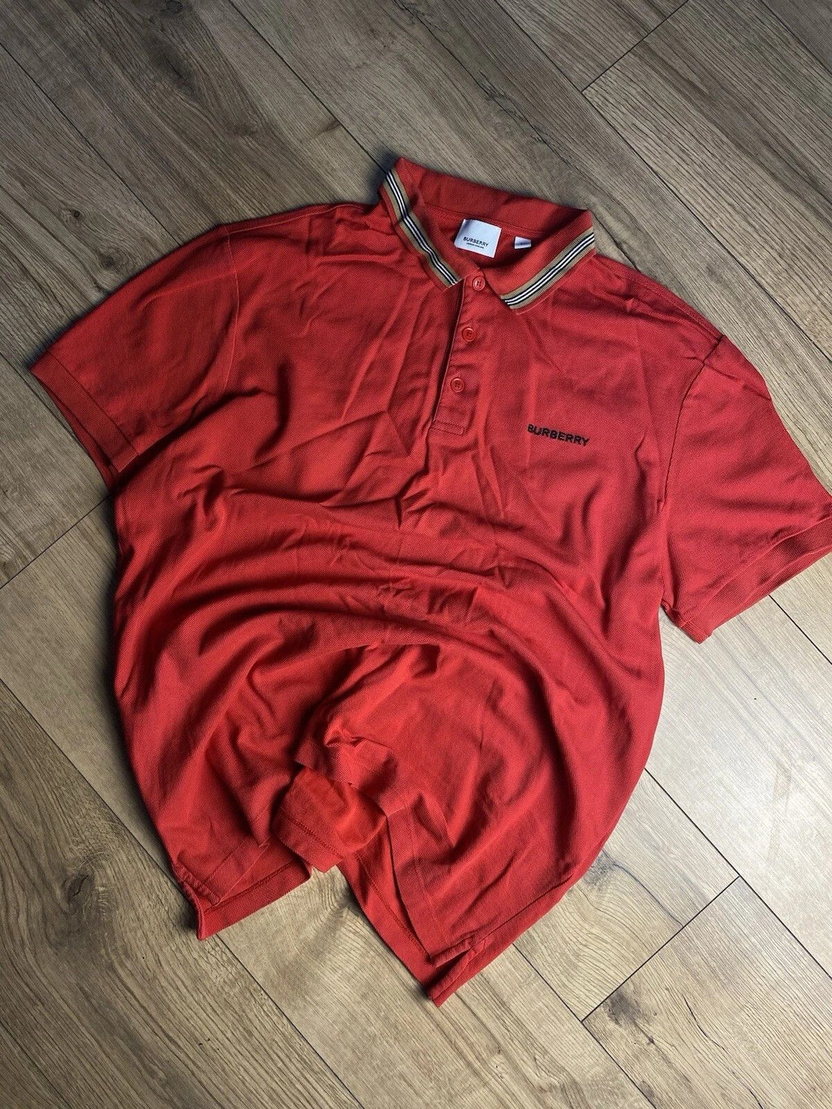 Burberry Icon Stripe Detail Cotton Piqué Polo Shirt BURBERRY Sz Xl Size US XL / EU 56 / 4 - 1 Thumbnail