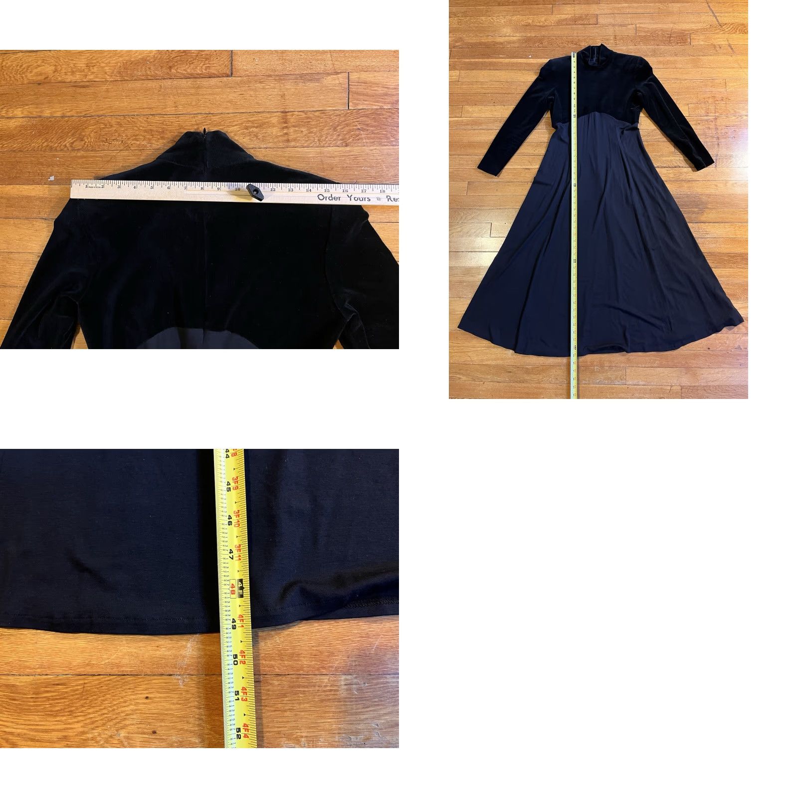 Velvet VINTAGE Chetta B Bodice Dress Women’s 6 Black Velvet Maxi Goth Witch 90s Size M / US 6-8 / IT 42-44 - 9 Thumbnail