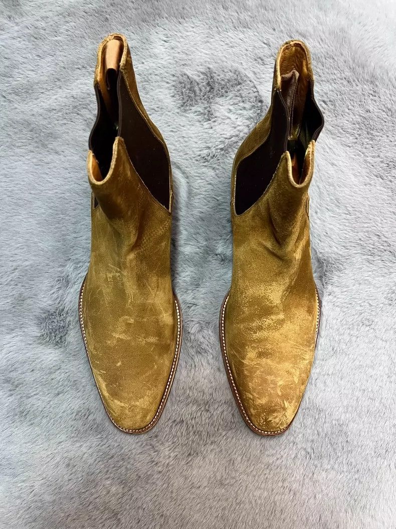 Saint Laurent Yellow Suede Chelsea Boots Size 41- DMC
