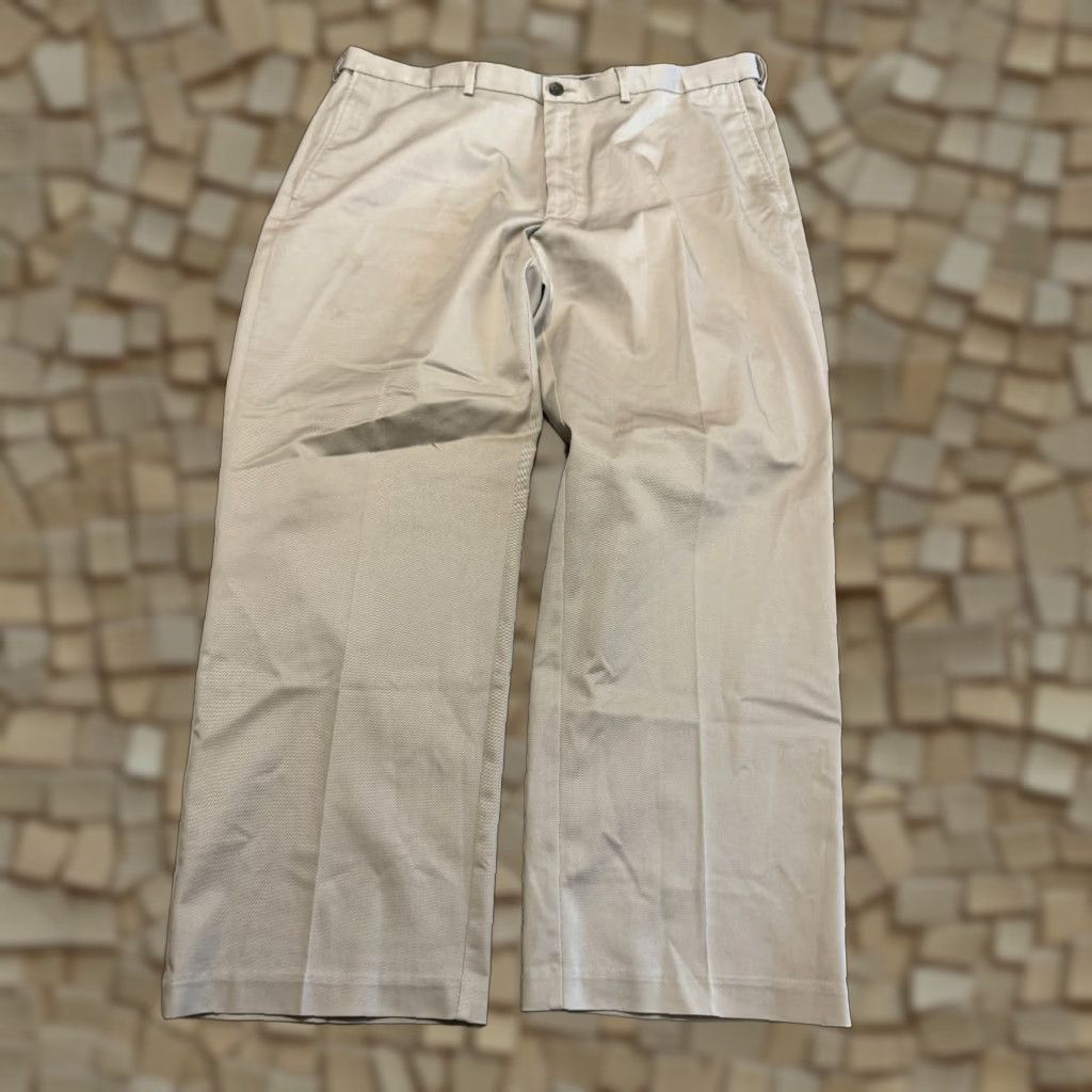 Haggar Haggar Pants, Men’s 42x30 Khaki Classic Fit No Iron 40" Length, Beige, Flat Front, Button, Slashed Pocket, Regular, 30 Inseam, 42x30, Classic Size US 42 / EU 58 - 1 Thumbnail