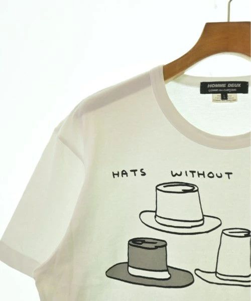 Comme des Garcons Homme Deux T-Shirts Hats Print Short Sleeve Cotton Crewneck White Size US L / EU 52-54 / 3 - 4 Thumbnail