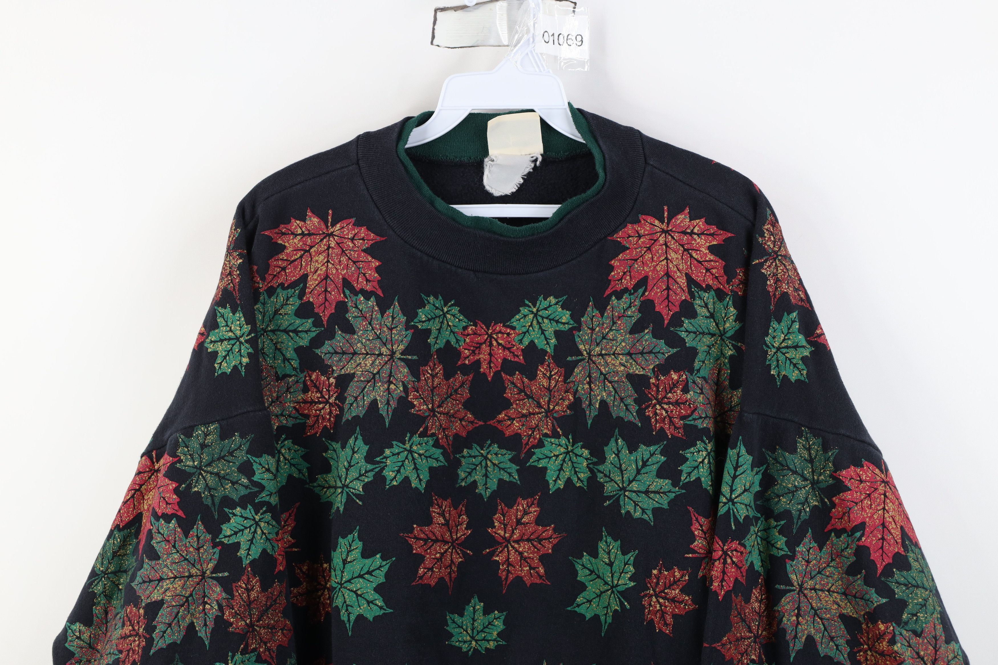 Vintage Vintage 90s Streetwear Fall Leaves Layered Sweatshirt USA Size XL / US 12-14 / IT 48-50 - 2 Thumbnail