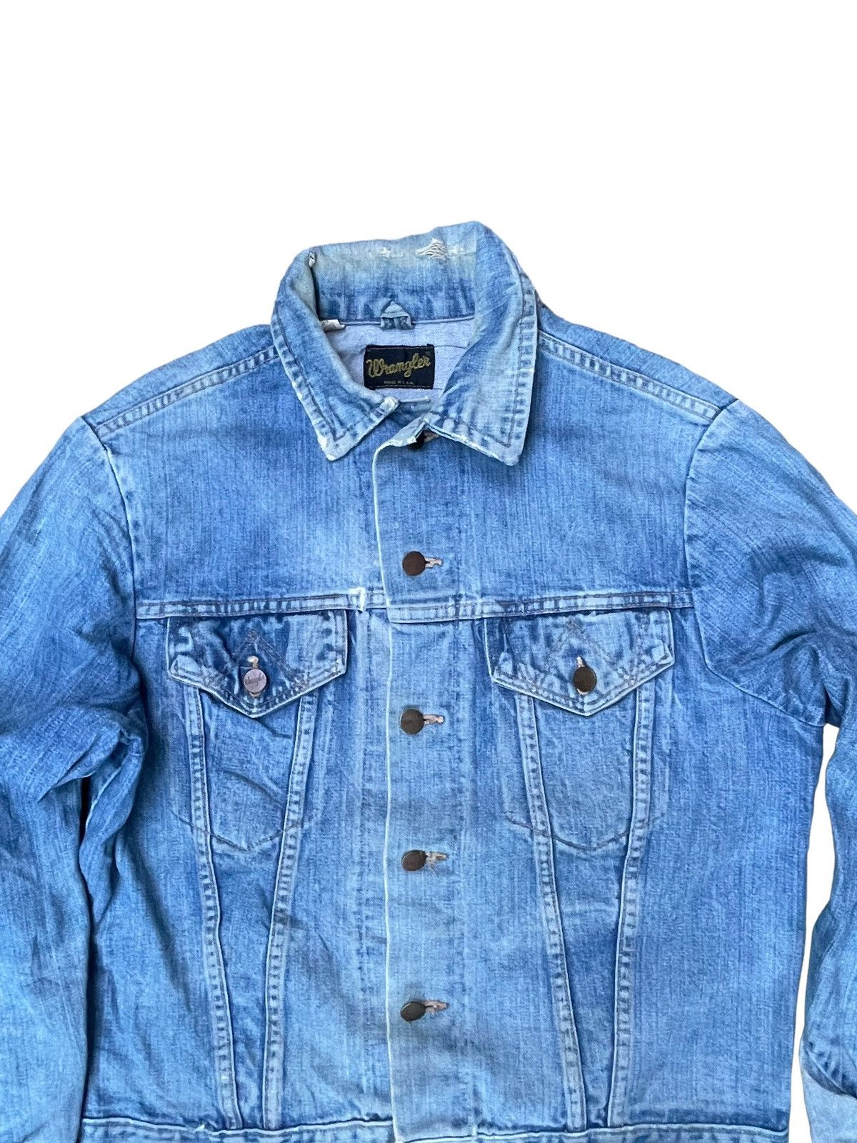 Vintage Vintage 70’s Wrangler Distresed Denim Jacket Size US L / EU 52-54 / 3 - 3 Thumbnail
