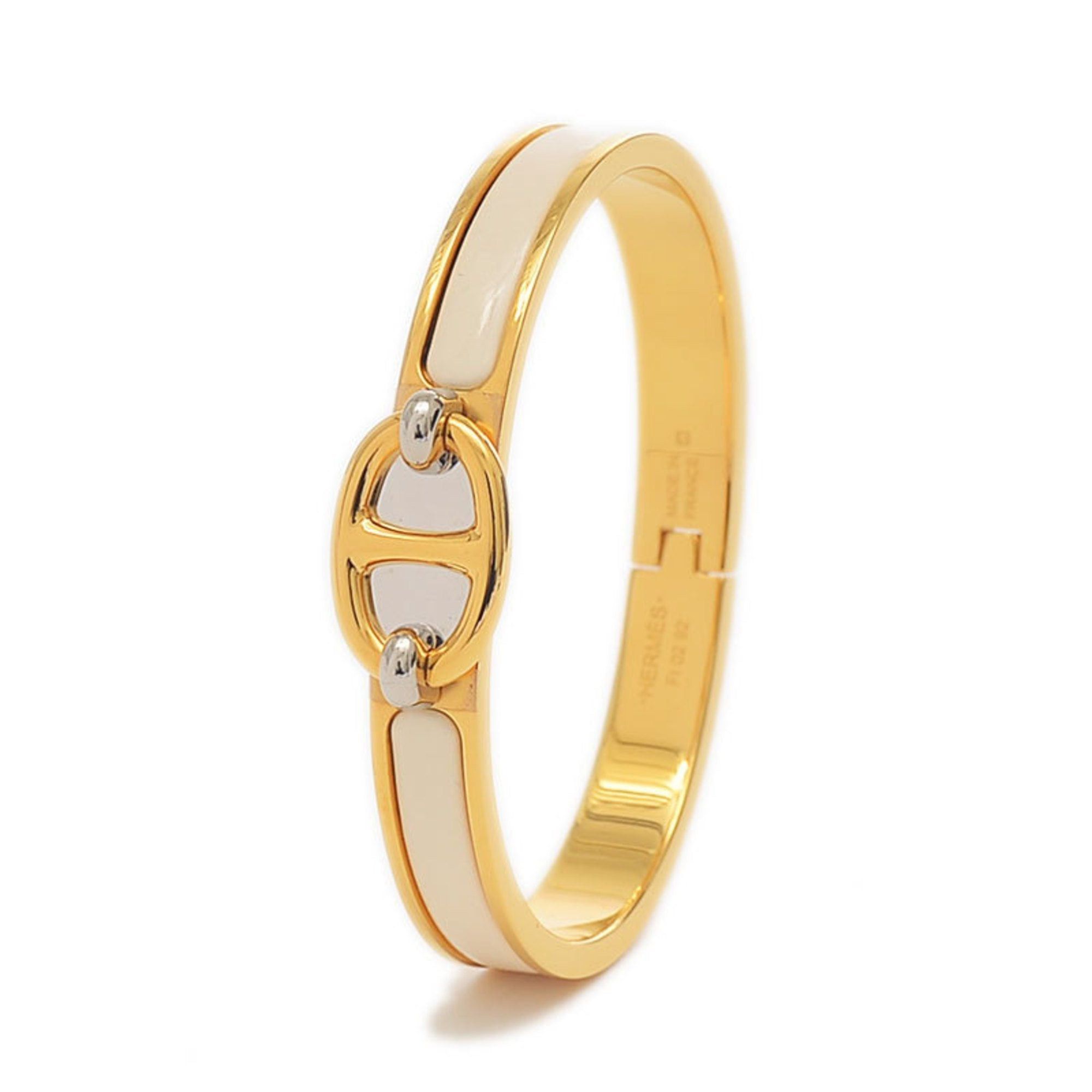 image of Hermes Click Chaine D'ancre Bangle Gold Ivory, Women's
