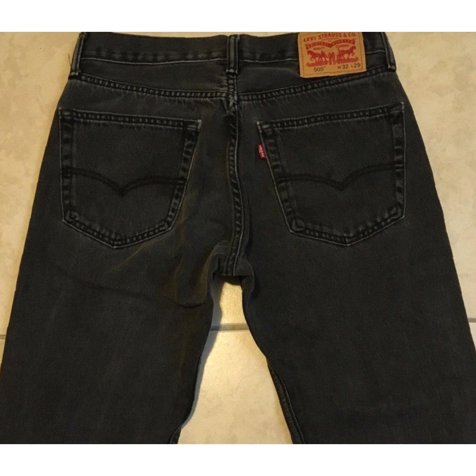 Levi's Levis 505 Jeans 31 Denim Regular Black Straight Distressed 80s 90s Grunge Punk Biker Western Levi's Men 28 Inseam Zipper Fly Tight Fit? Size US 31 - 5 Thumbnail