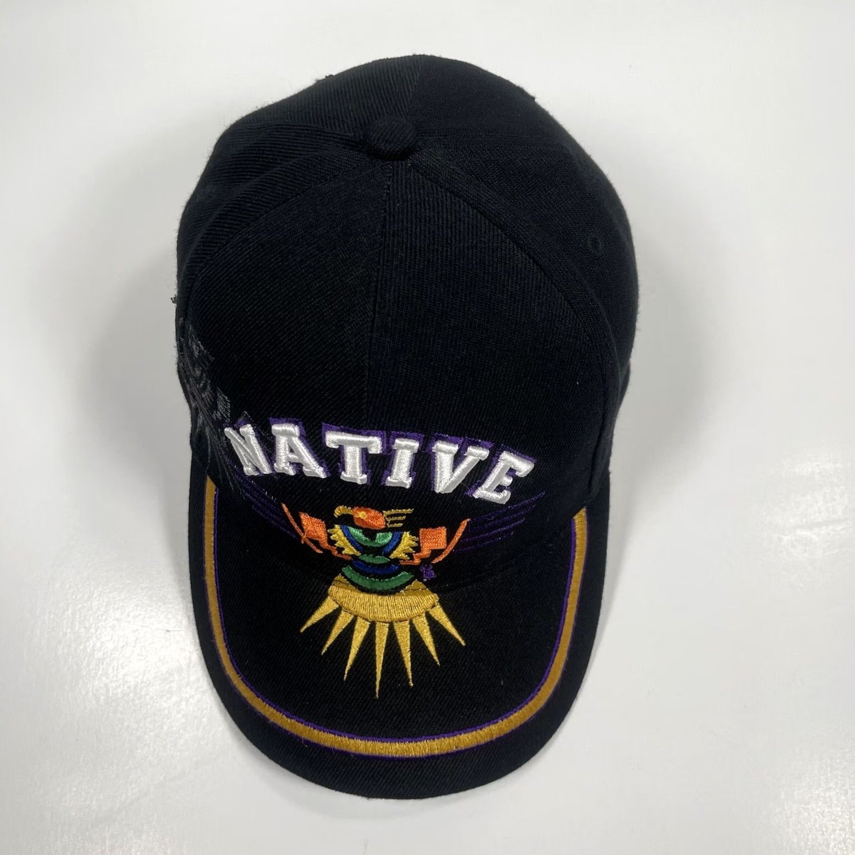 Native Golden Lion Hat Adult Black Adjustable StrapBack Baseball Cap Native Embroidered Black Logo Cap Men Adjustable StrapBack Hat Size ONE SIZE - 3 Thumbnail