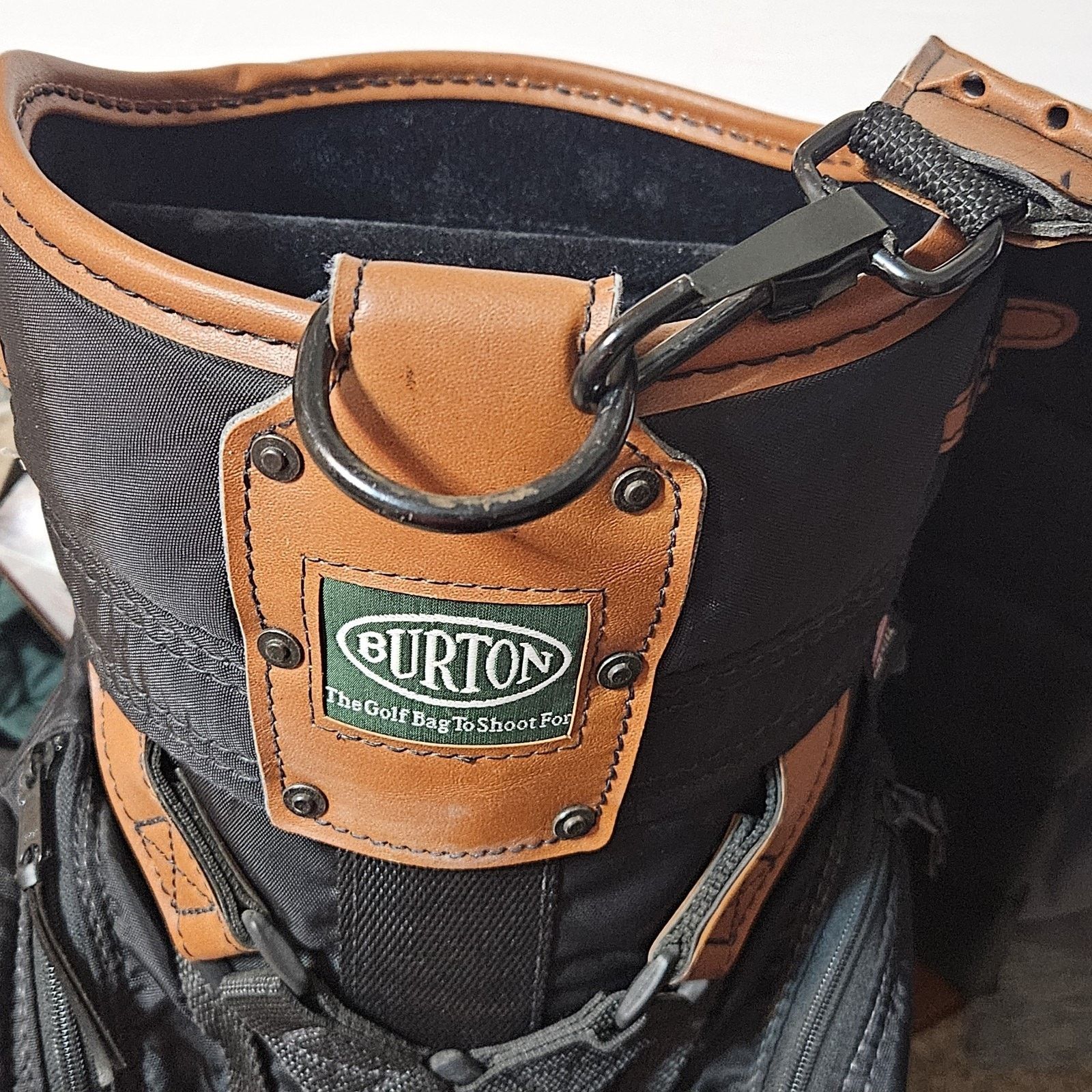 Burton VTG Burton Golf Bag 6 Way Black Brown Leather Trim Size ONE SIZE - 1 Thumbnail