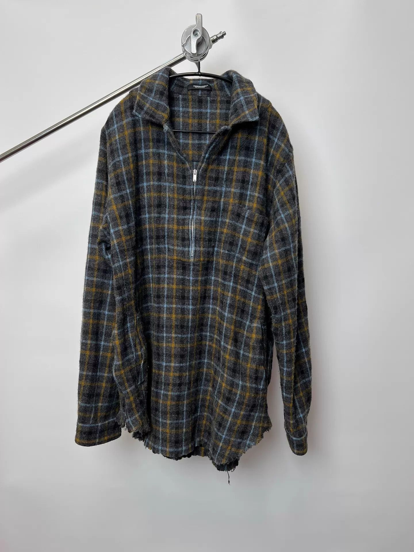 Undercover Multi Plaid Long Sleeve Zip Collar Shirt Size US L / EU 52-54 / 3 - 1 Thumbnail