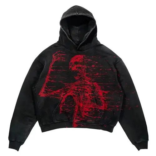 VIBE Vintage Streetwear Skeleton Graphic Hoodie Punk Gothic Style Size US L / EU 52-54 / 3 - 8 Thumbnail