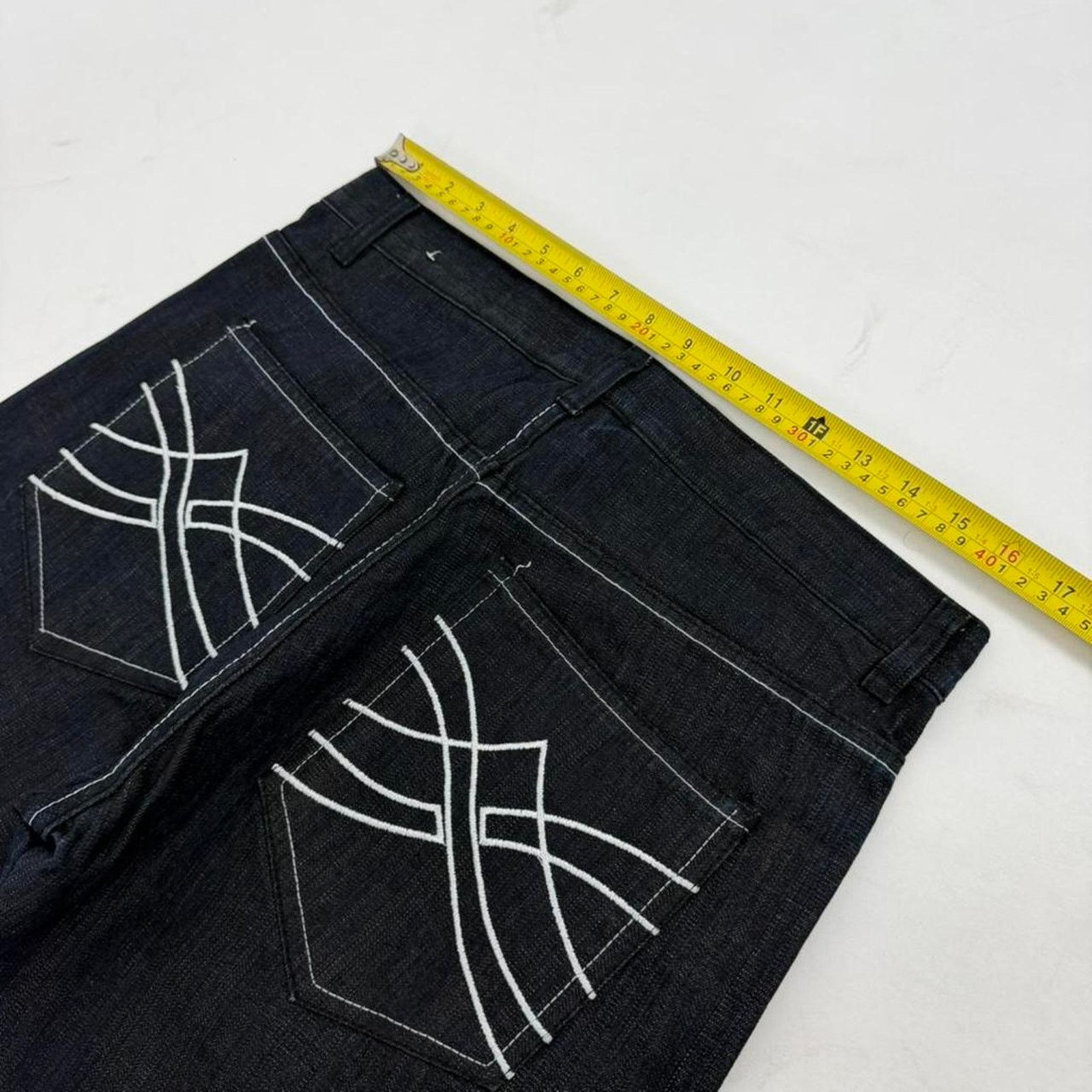 Japanese Brand Vintage y2k baggy wide leg rare raw dark wash archive jeans Size US 32 / EU 48 - 5 Thumbnail