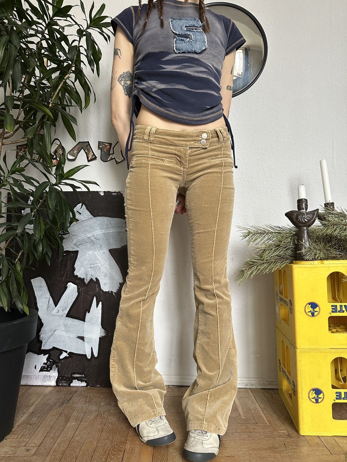 If Six Was Nine × Japanese Brand Corduroy Bootcut Flared Western Cowboy Pants 00s Size 25" / US 0 / IT 36 - 8 Thumbnail