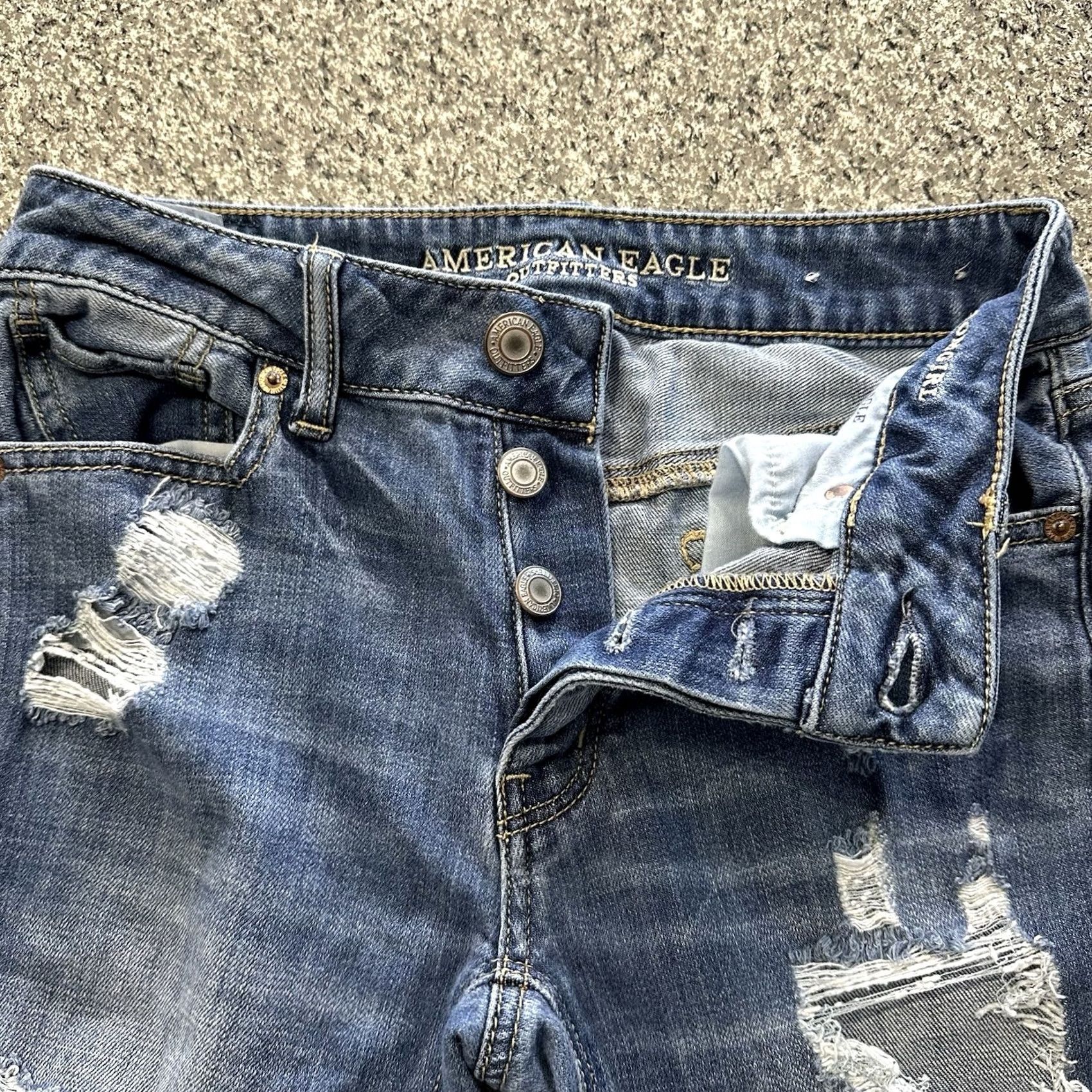 American Eagle Outfitters American Eagle Outfitters Jeans Women's 0 Mid Rise Tomgirl Distressed Tapered Blue 5-Pocket Denim Wear Size 26" / US 2 / IT 38 - 7 Thumbnail