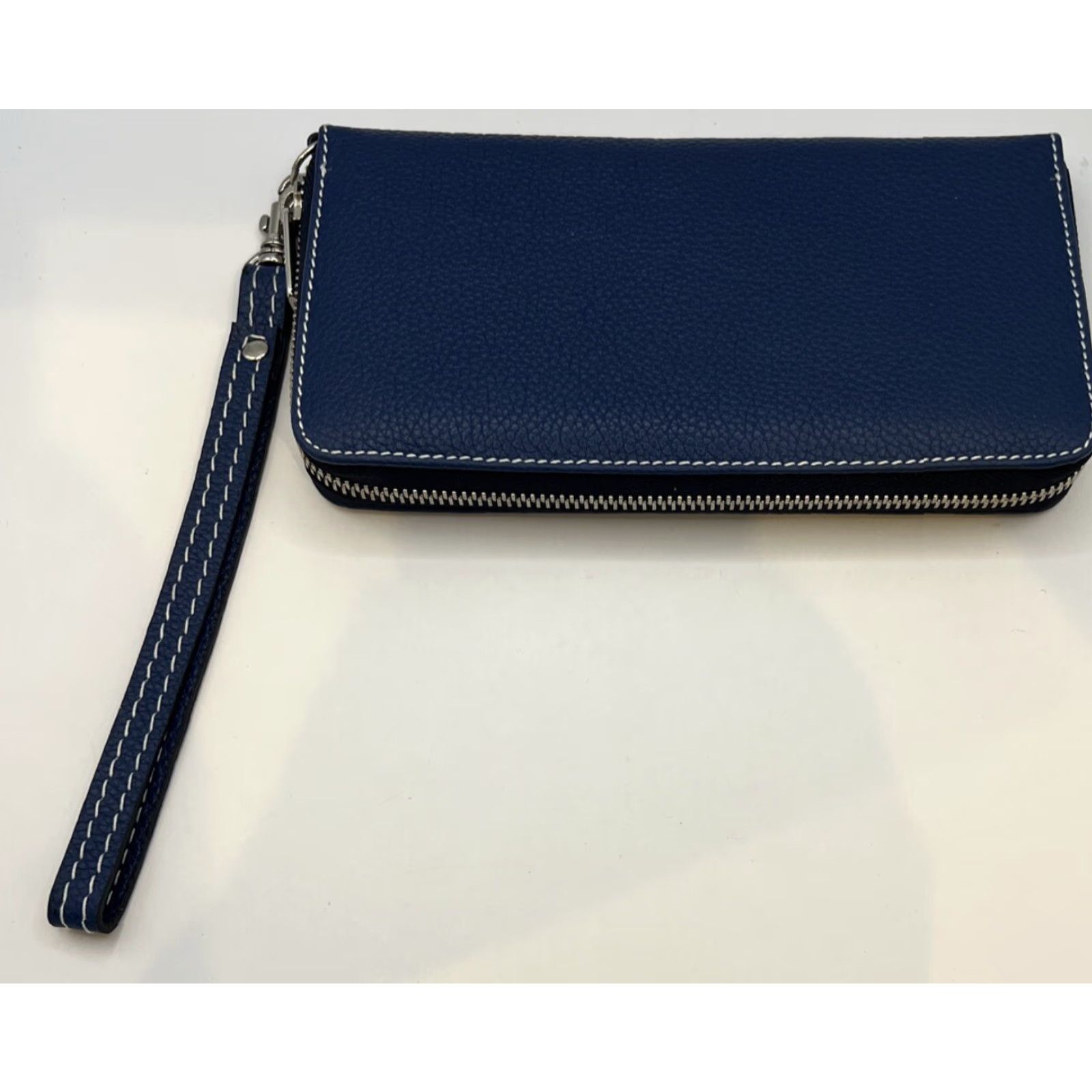 Vintage Roger Ximenez Leather Wristlet Clutch Wallet Women One Size Airforce Blue Pebble Italian Stitch Size ONE SIZE - 4 Thumbnail