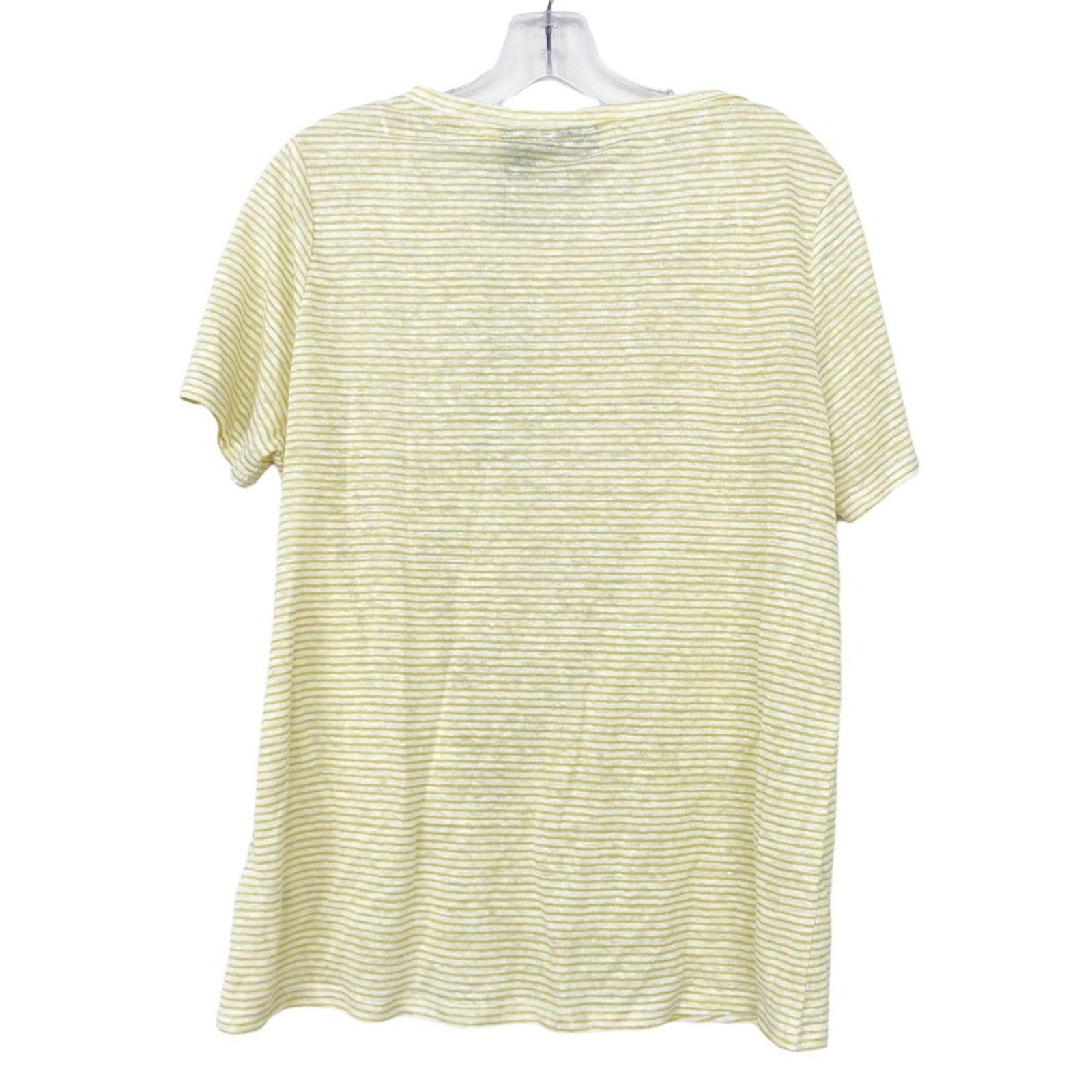 Other Tahari 100% Linen Yellow Striped Short Sleeve Shirt Sz S Size S / US 4 / IT 40 - 4 Thumbnail