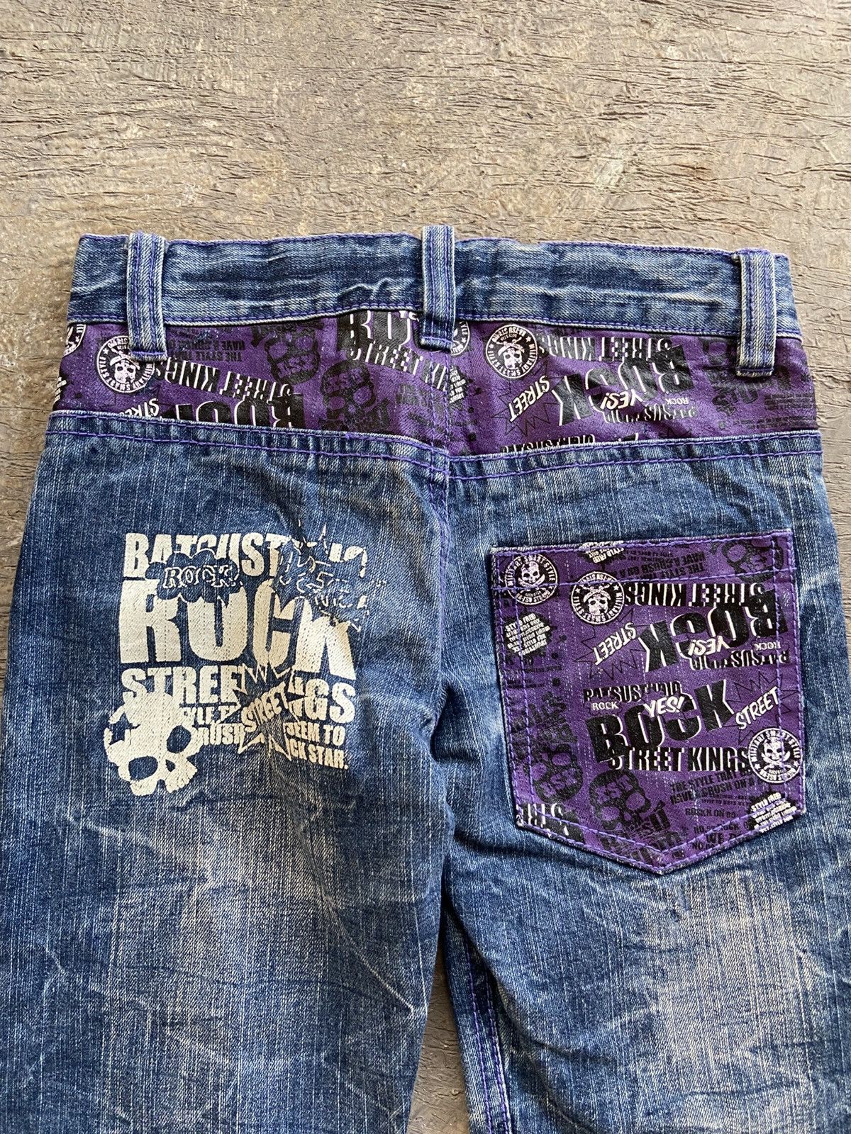 Le Grande Bleu (L.G.B.) 2000s Ba-Tsu Studio - Skull Boy AOP Denim Pants Size US 26 / EU 42 - 14 Thumbnail