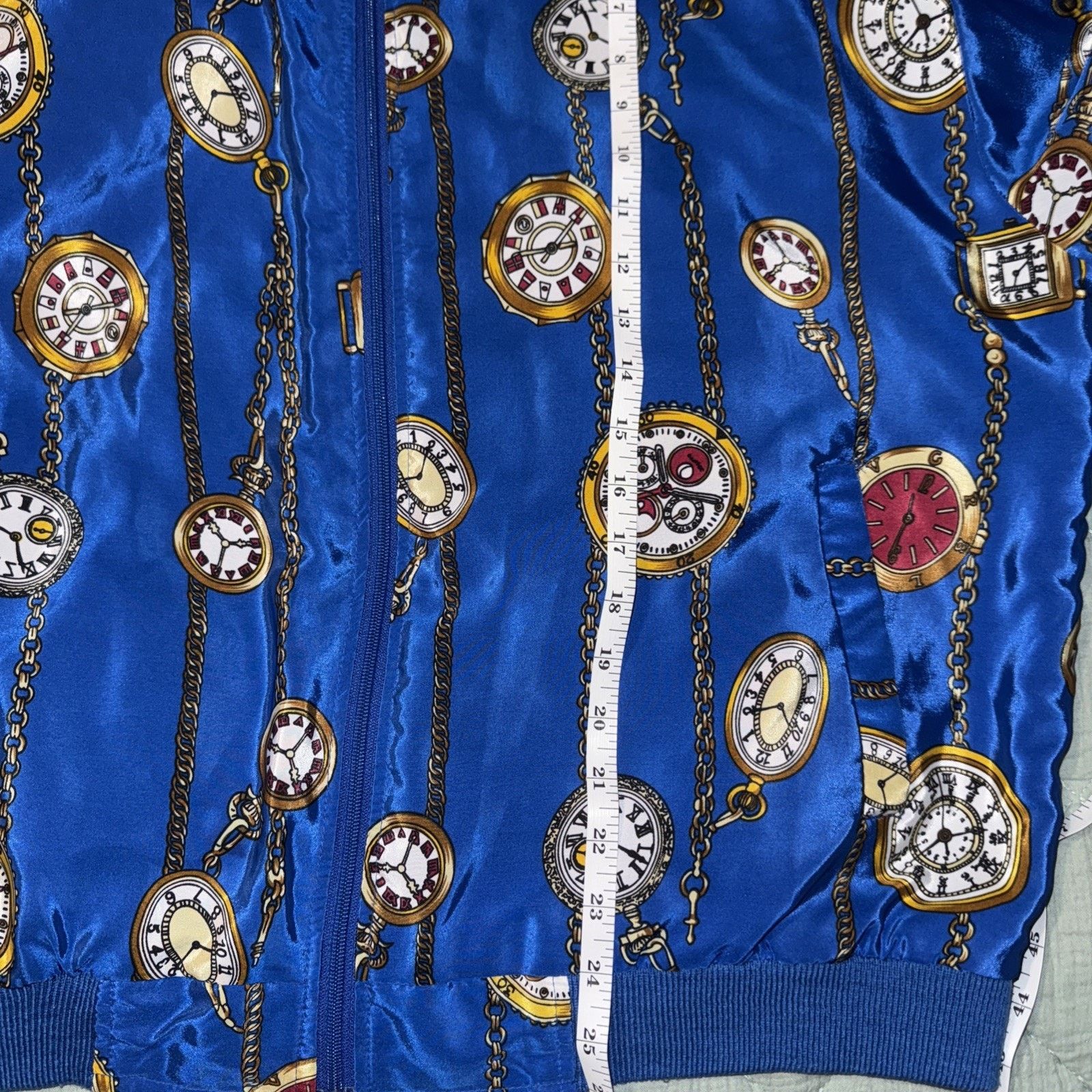 The Unbranded Brand Vintage Y2K Bomber Blue Watch Chain Design Sz L Satin Retro Size L / US 10 / IT 46 - 5 Thumbnail