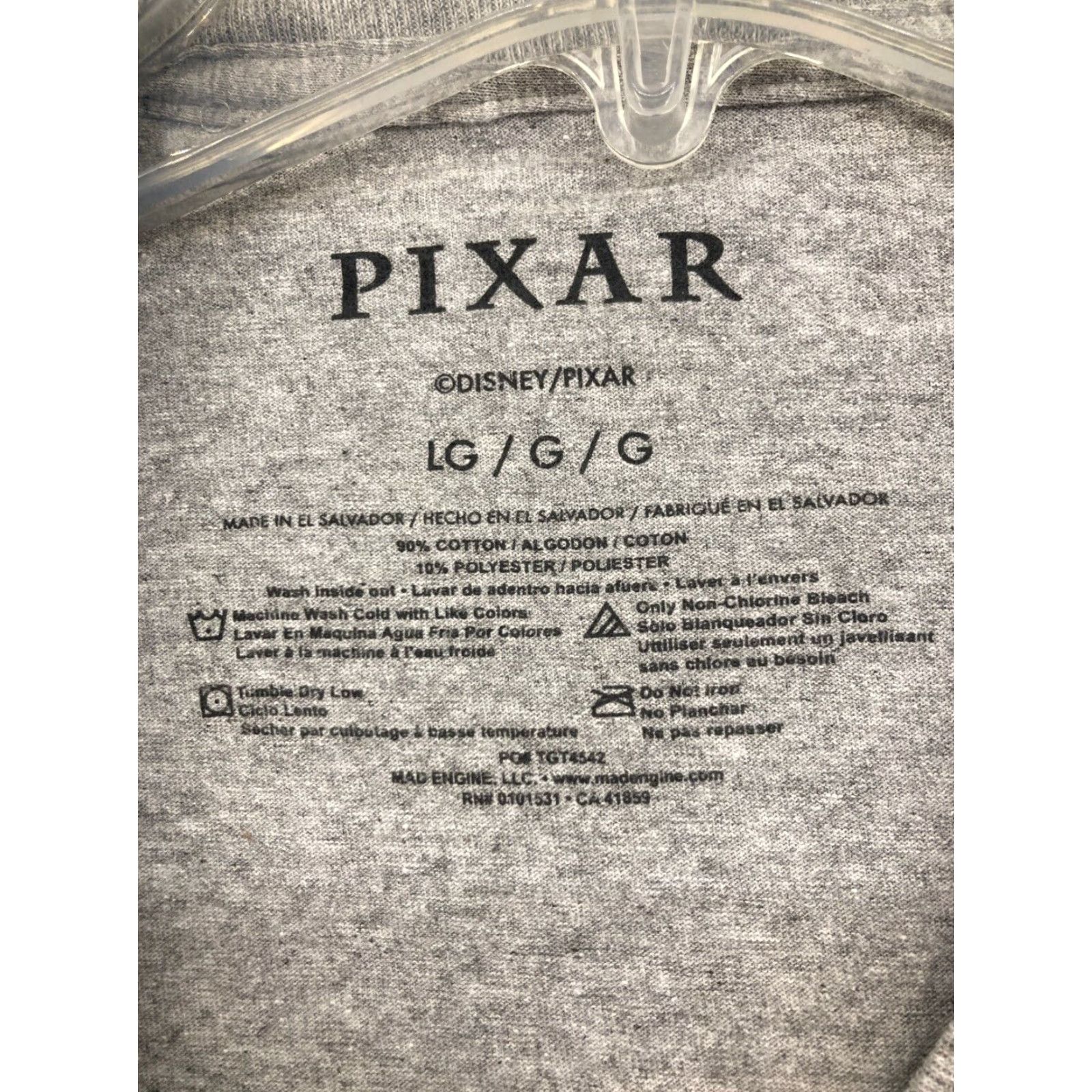 Vintage Disney Pixar Monsters Inc Mens TShirt L Gray We Scare Because We Care Shirt Mens Large Gray Cartoon Movie 90s Theme Boys Girls Mens Size US L / EU 52-54 / 3 - 5 Thumbnail