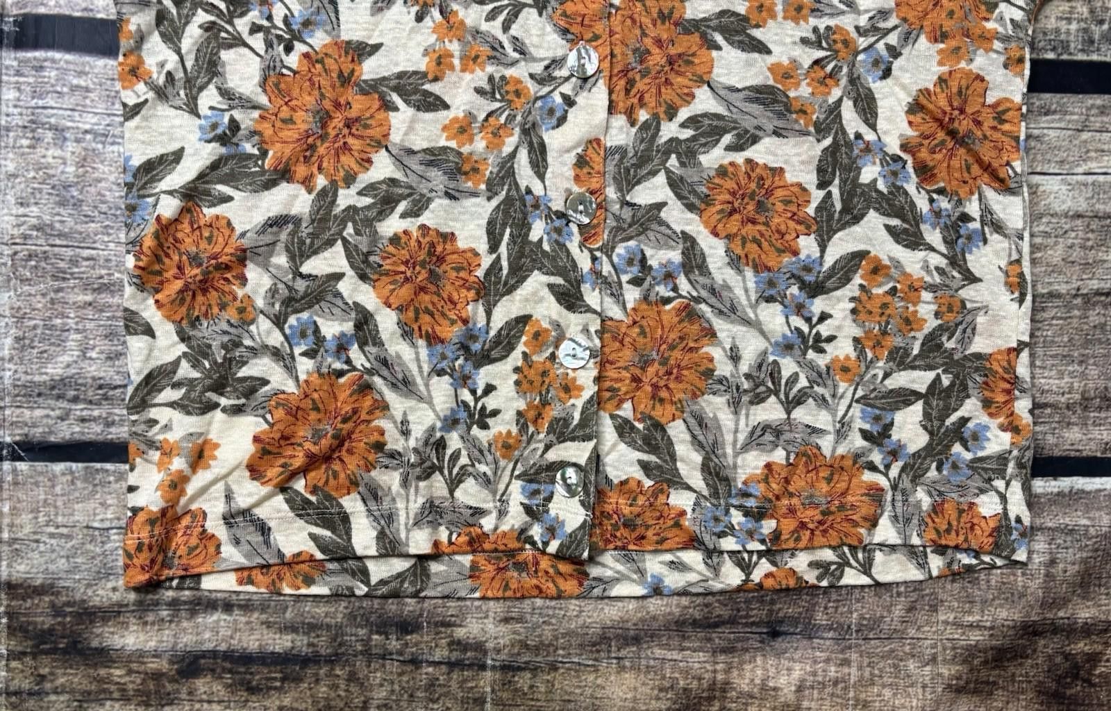 Other Haute Hippie Top Womens Medium Linen Floral Short Sleeve Size M / US 6-8 / IT 42-44 - 7 Thumbnail