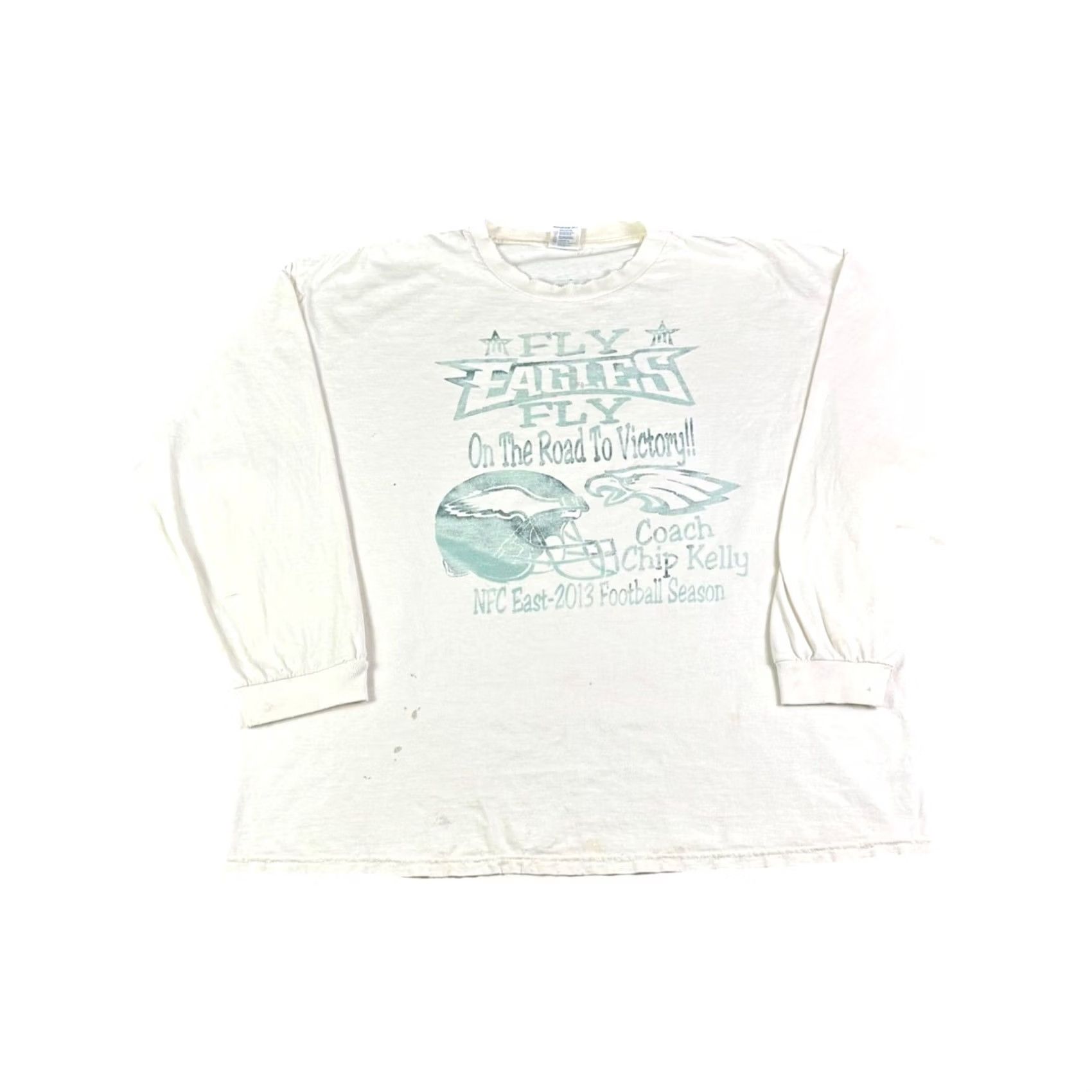 Delta VINTAGE Philadelphia Eagles Shirt Mens 2XL White 2013 Chip Kelly Long Sleeve Size US XXL / EU 58 / 5 - 2 Thumbnail